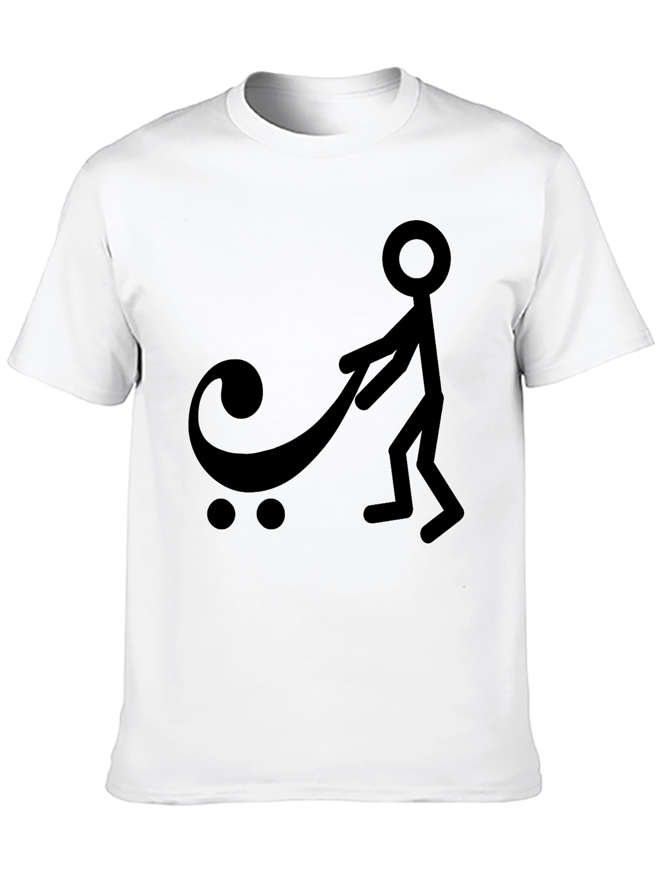 Black Graphic Tee - Stick Figure Pushing Stroller