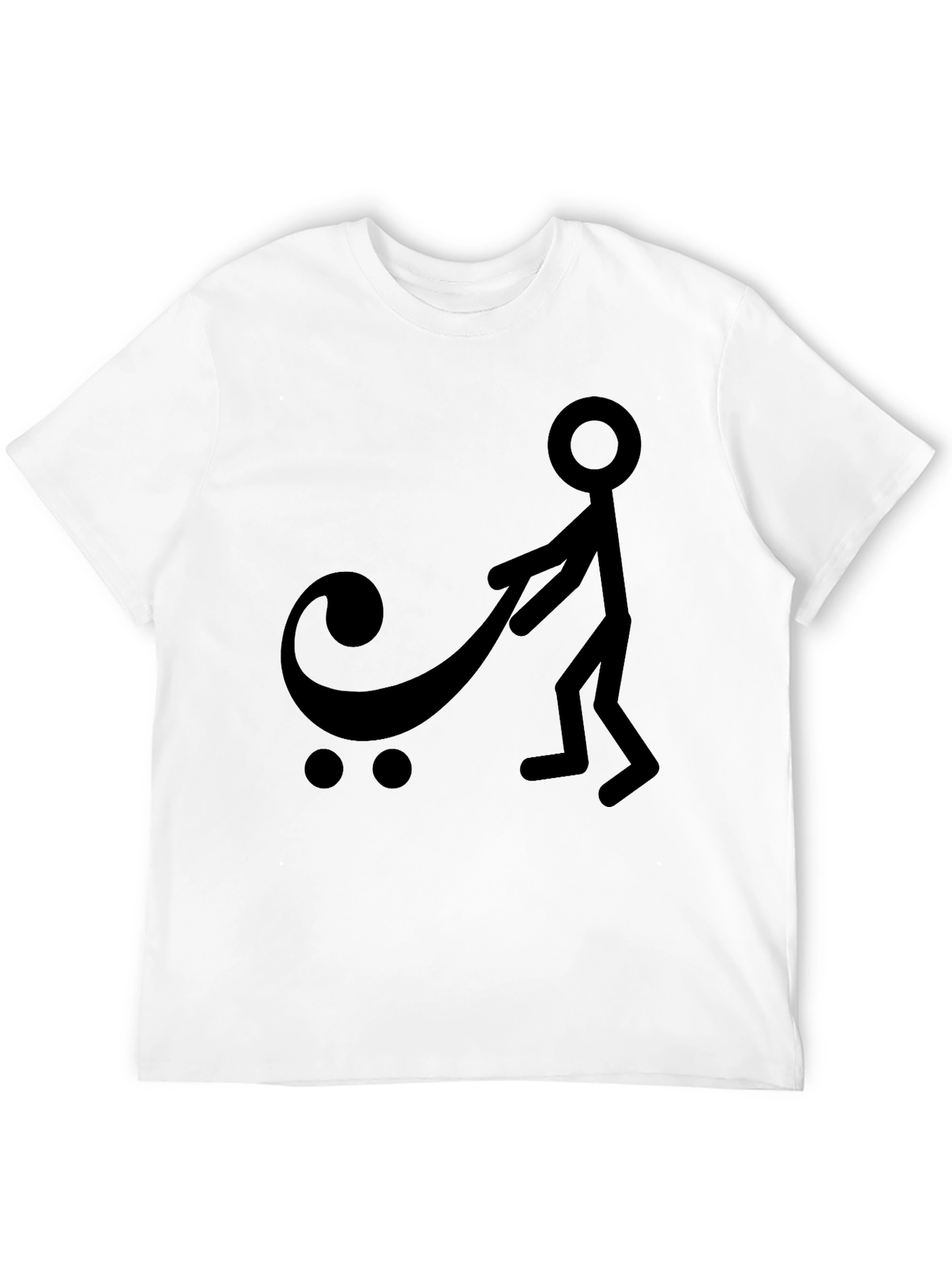 Black Graphic Tee - Stick Figure Pushing Stroller