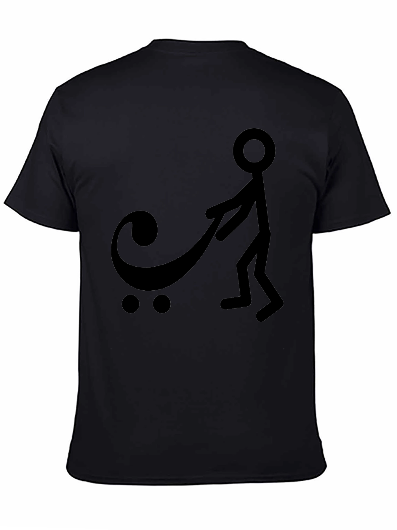 Black Graphic Tee - Stick Figure Pushing Stroller