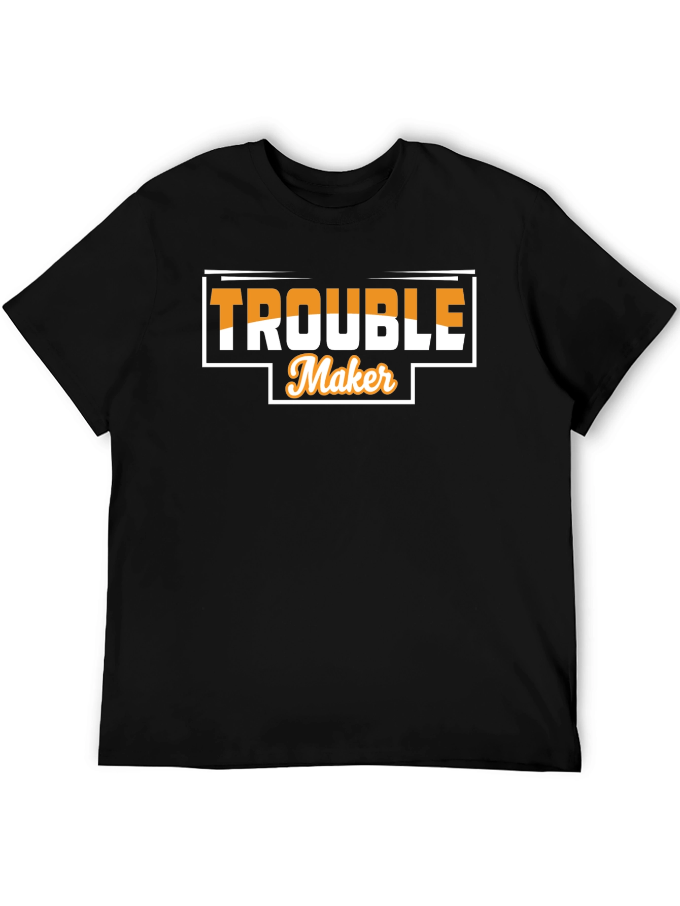 Trouble Maker Graphic Tee - Black Crew Neck T-Shirt