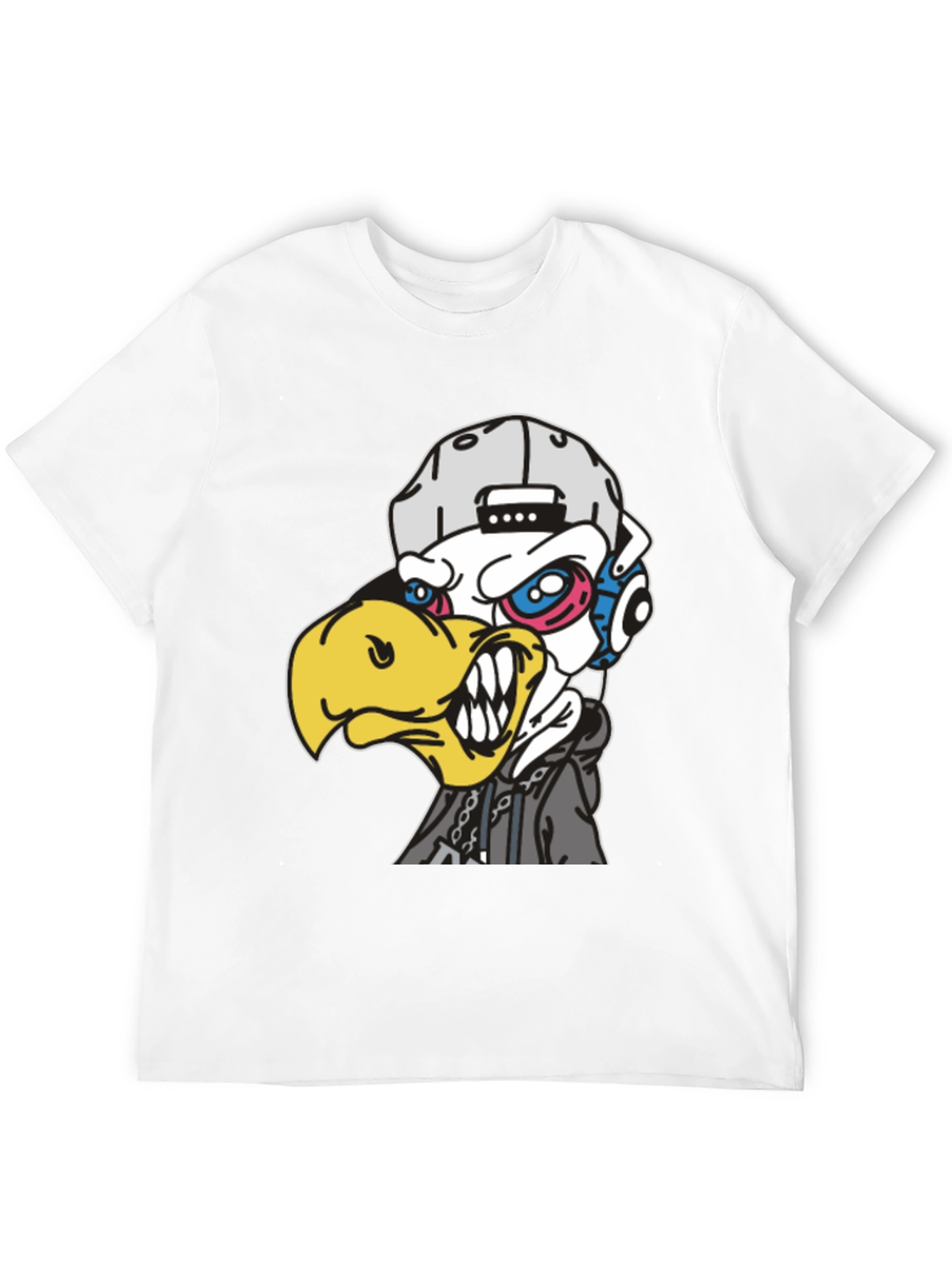 Edgy Cartoon Eagle Graphic T-Shirt