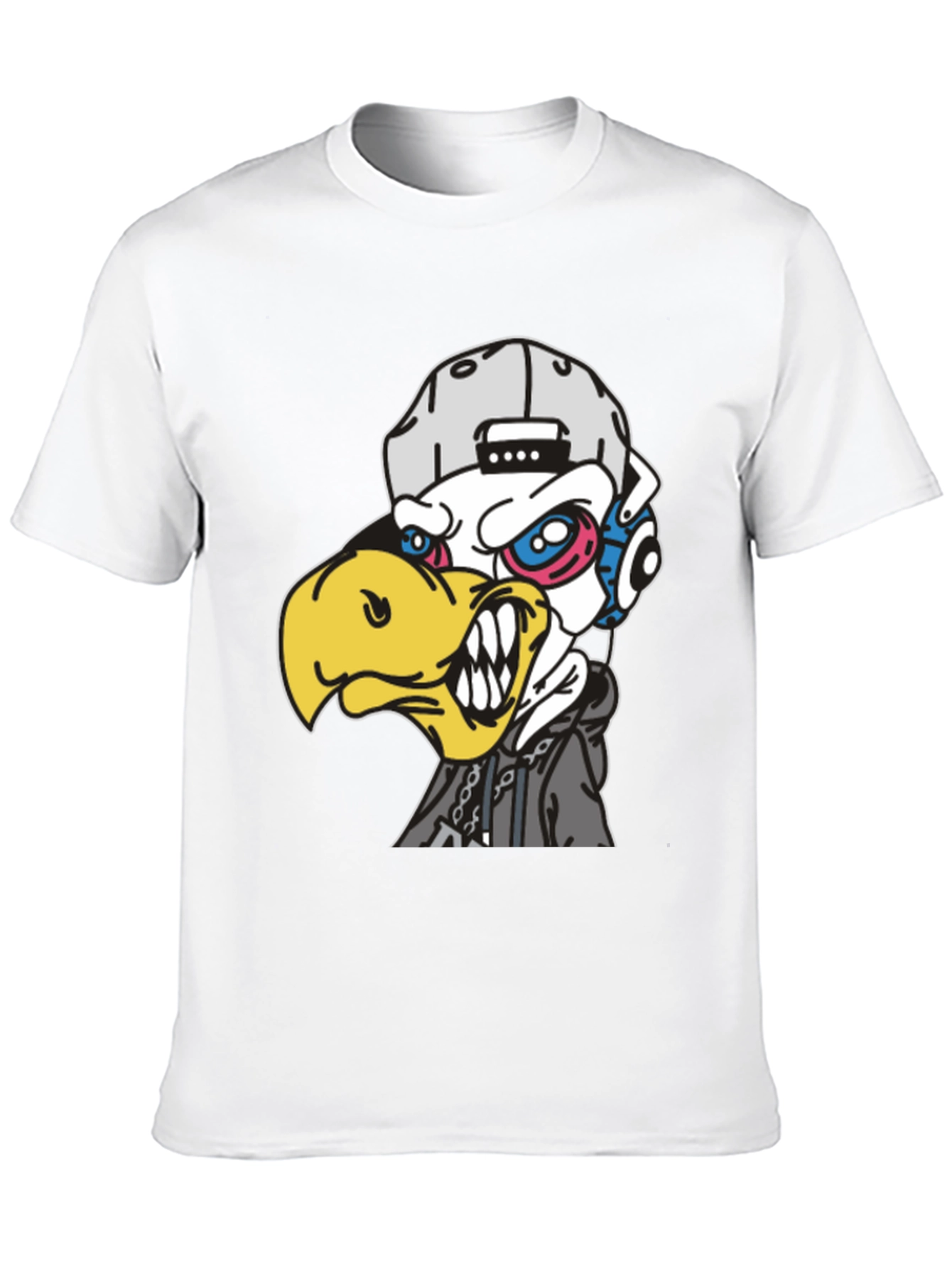 Edgy Cartoon Eagle Graphic T-Shirt