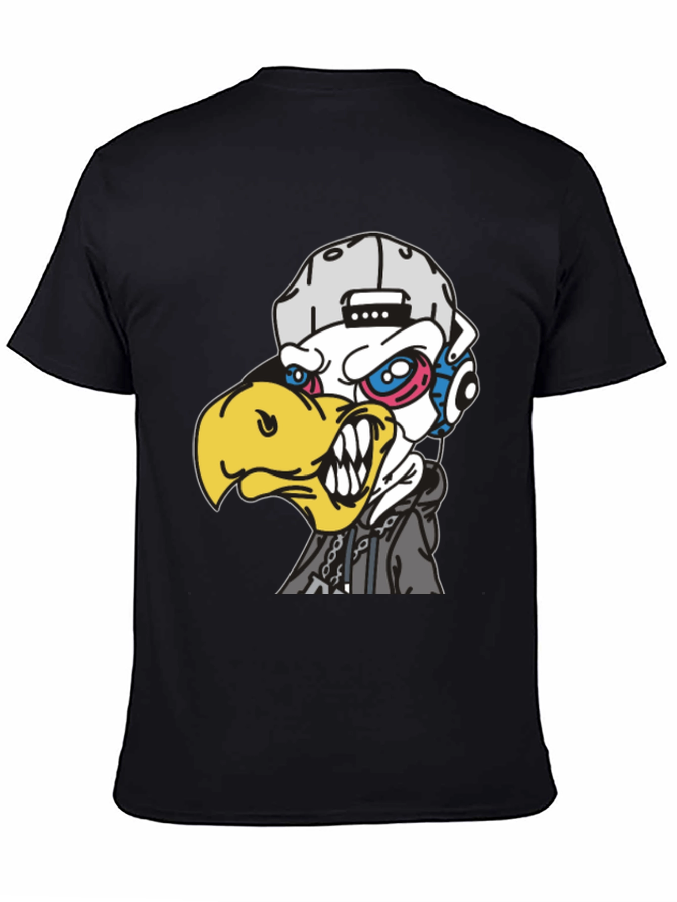 Edgy Cartoon Eagle Graphic T-Shirt