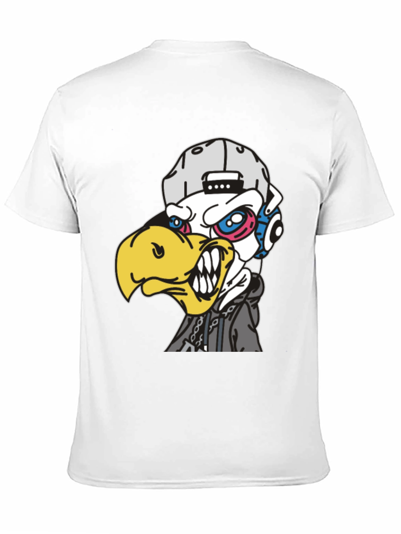 Edgy Cartoon Eagle Graphic T-Shirt