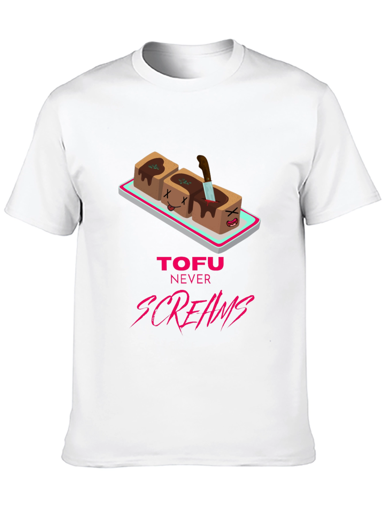 Tofu Never Screams Graphic Tee - Vegan Humor