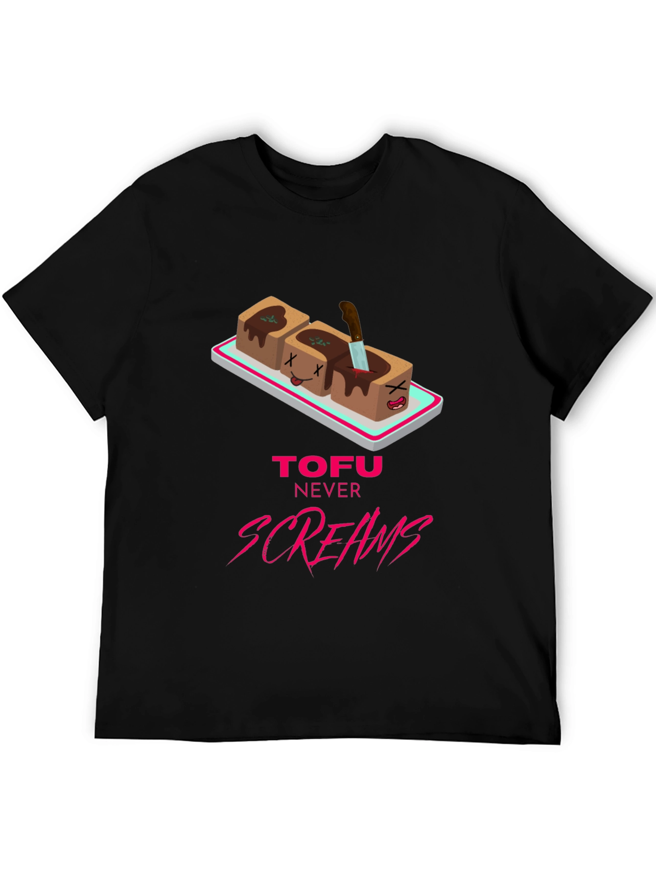 Tofu Never Screams Graphic Tee - Vegan Humor