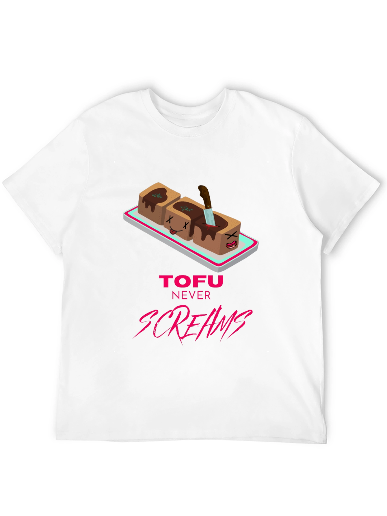Tofu Never Screams Graphic Tee - Vegan Humor