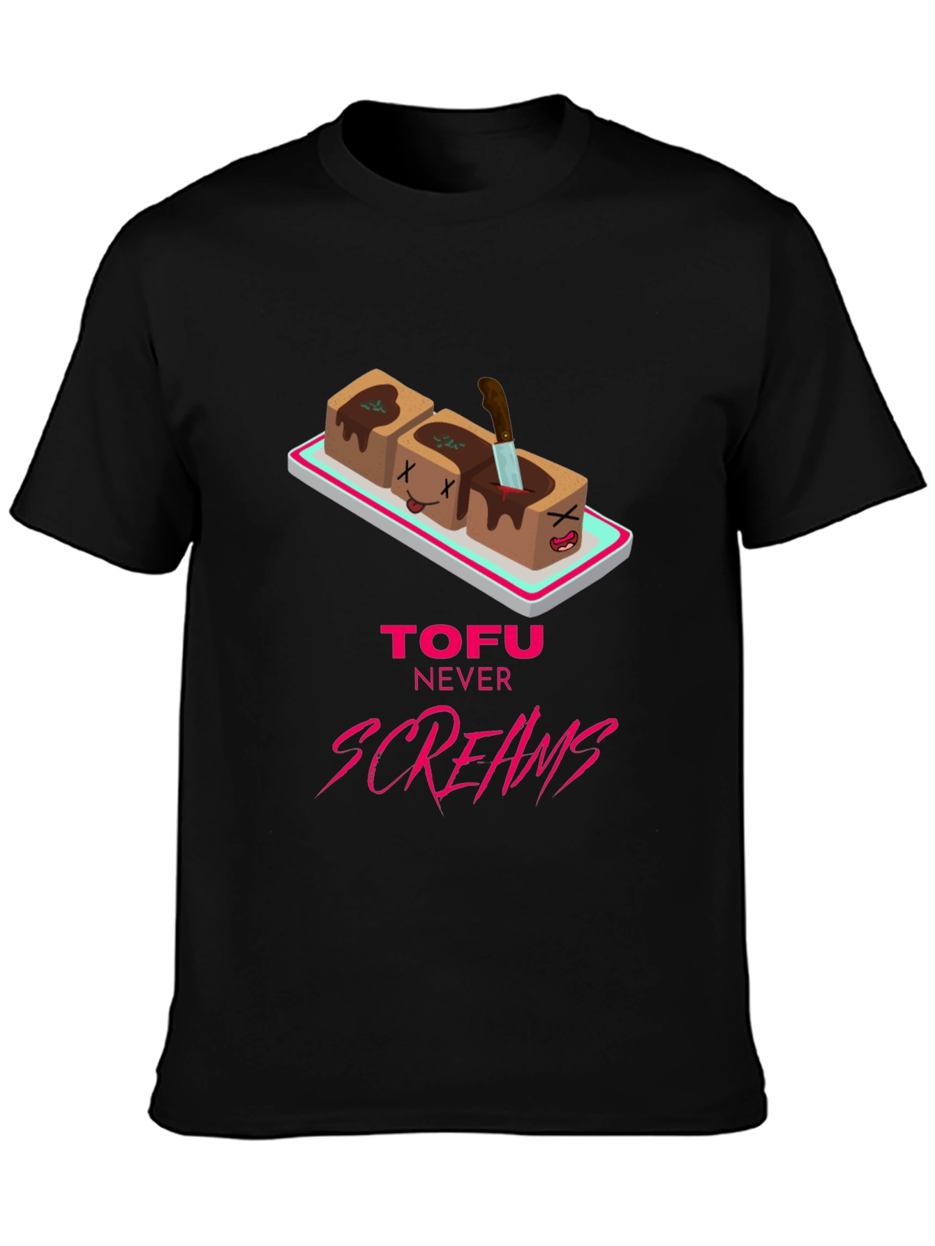 Tofu Never Screams Graphic Tee - Vegan Humor