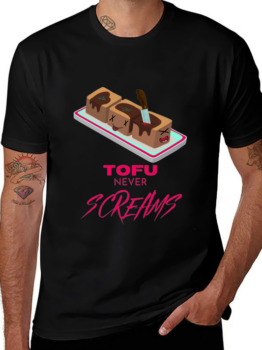 Tofu Never Screams Graphic Tee - Vegan Humor