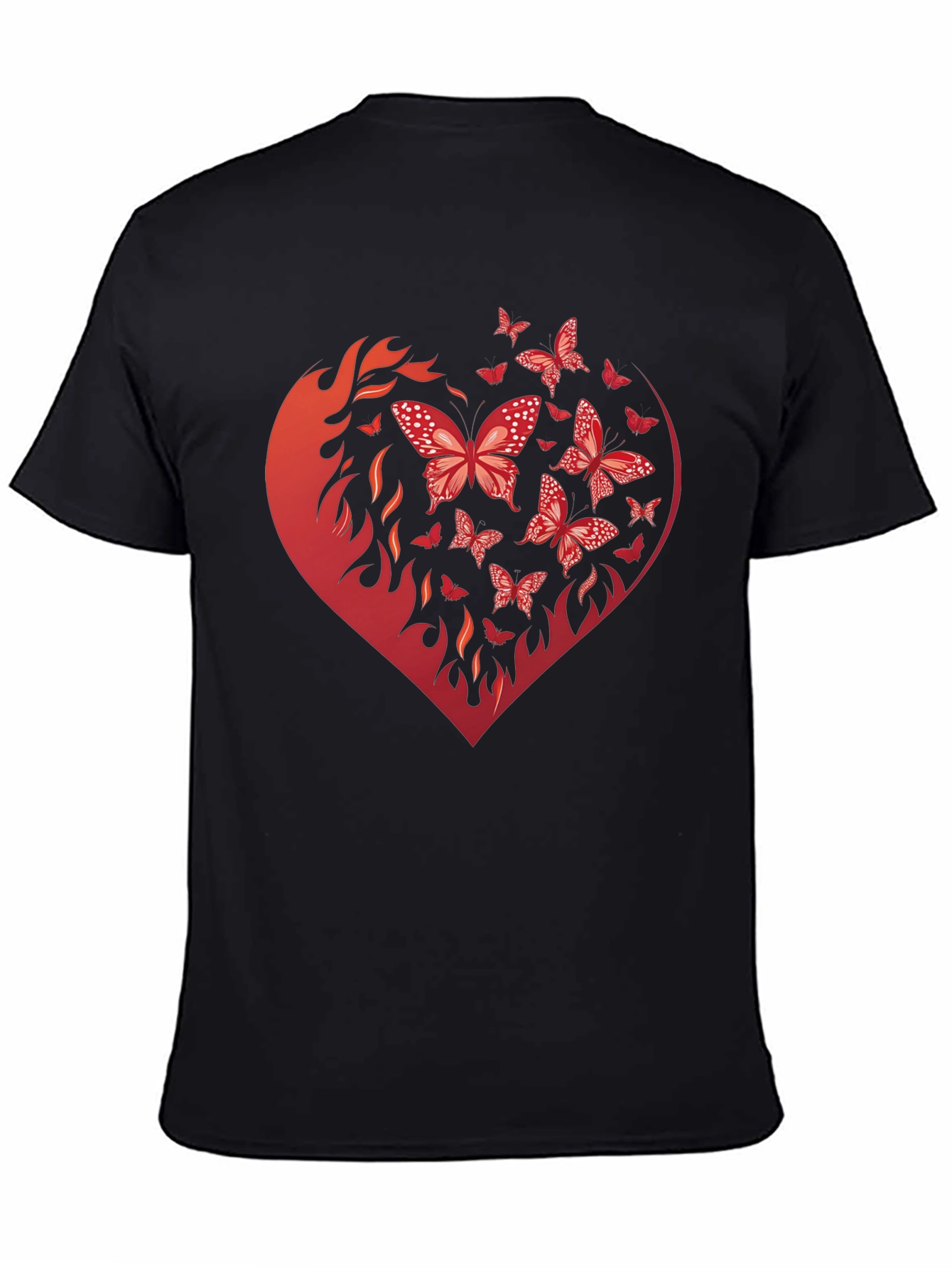 Butterfly Heart Graphic Black T-Shirt
