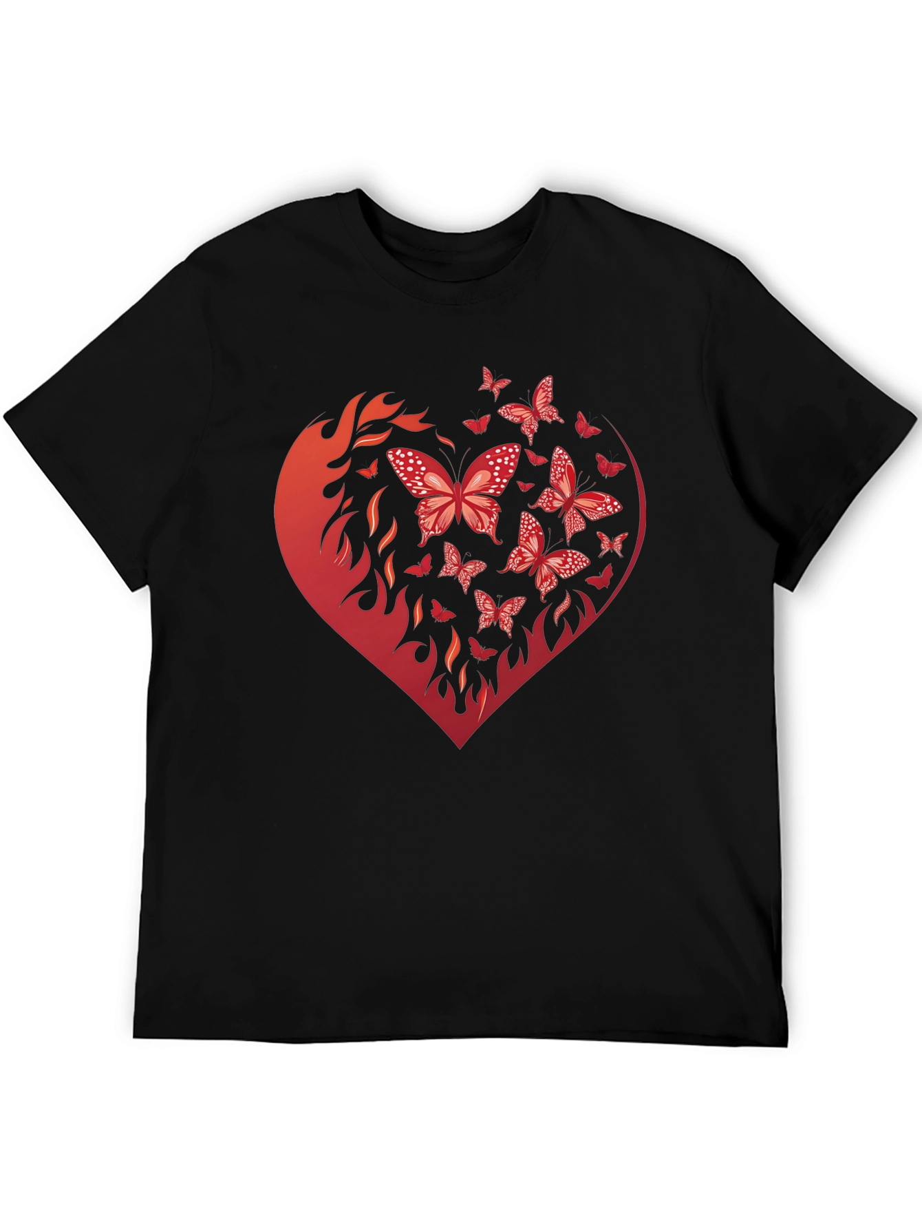 Butterfly Heart Graphic Black T-Shirt