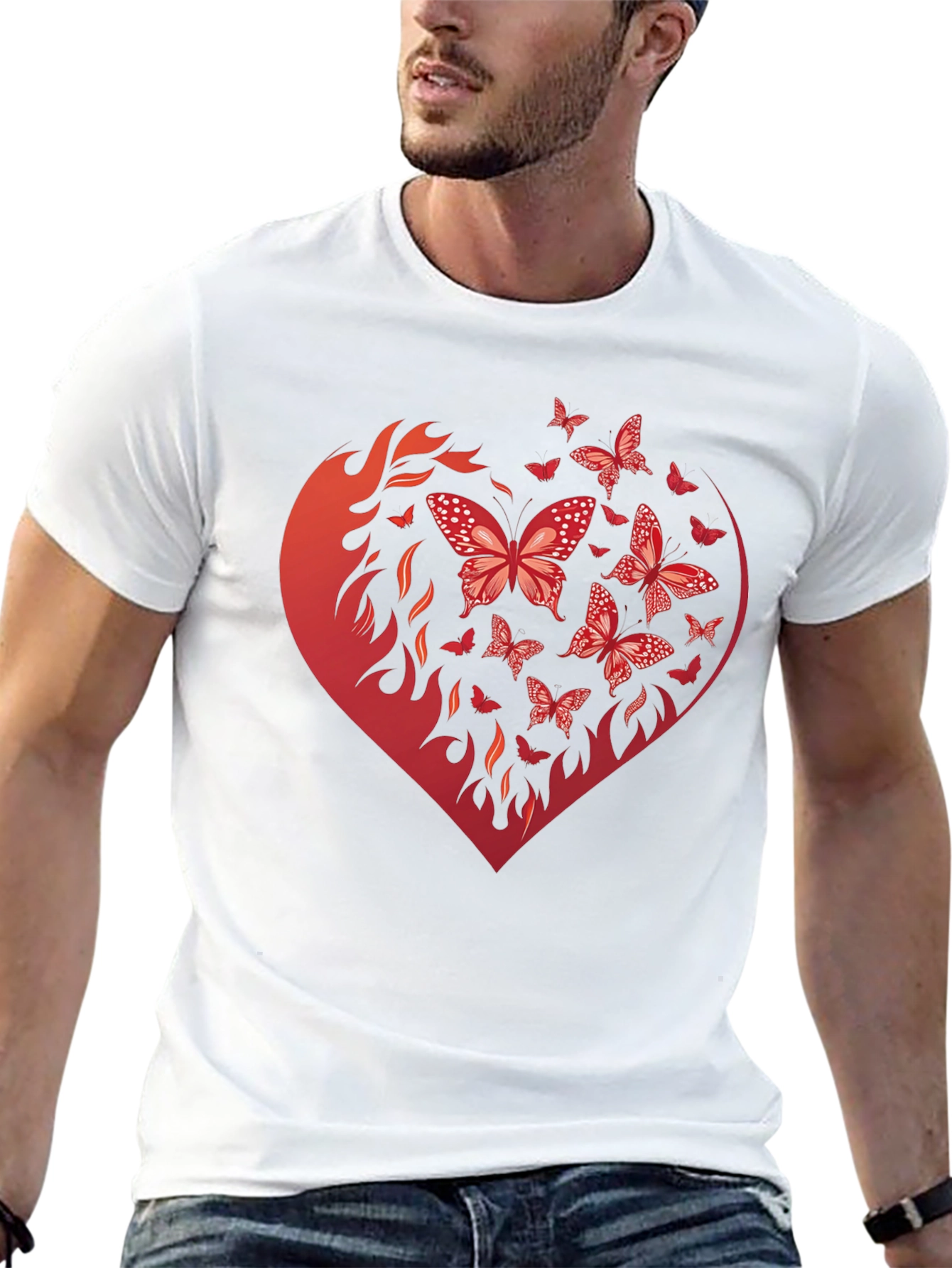 Butterfly Heart Graphic Black T-Shirt