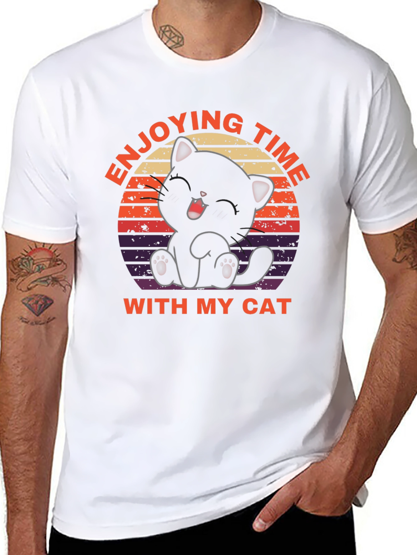 Enjoying Time With My Cat Black T-Shirt