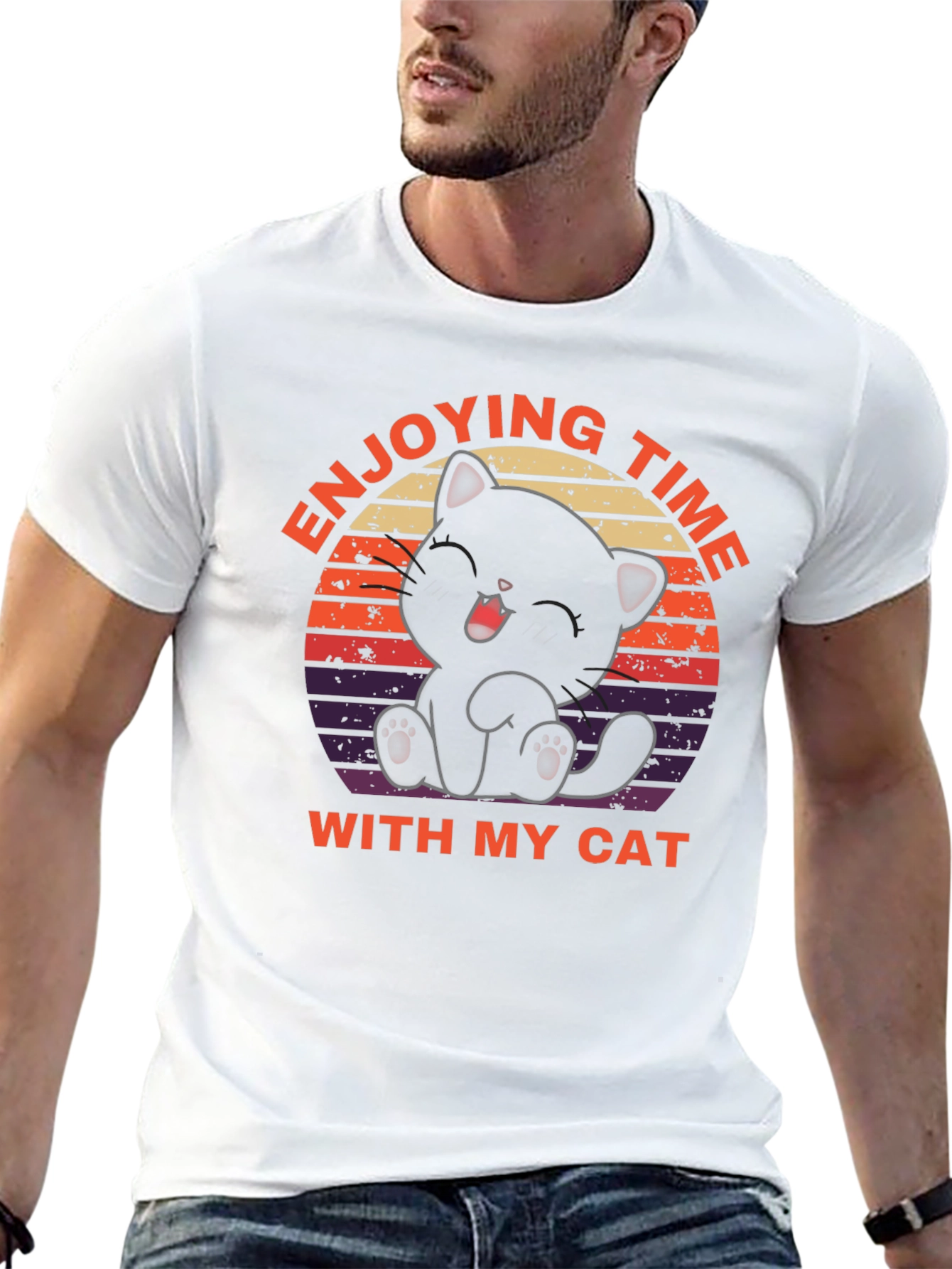 Enjoying Time With My Cat Black T-Shirt