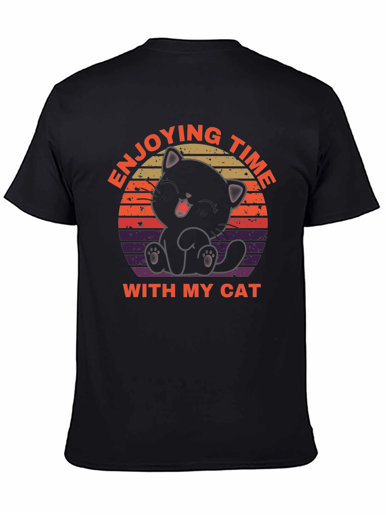 Enjoying Time With My Cat Black T-Shirt