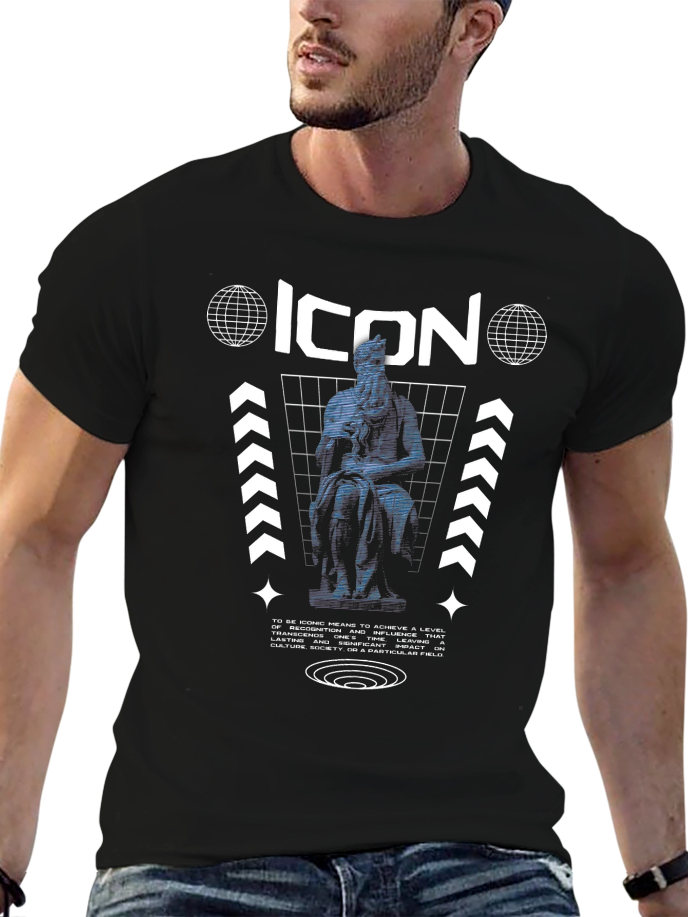 Iconic Moses Statue Graphic Print Tee