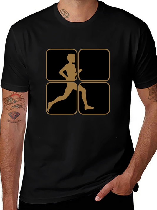 Retro Runner Graphic Tee - Black Cotton Comfort