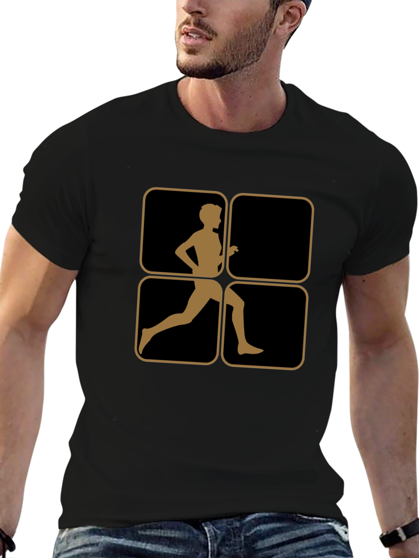 Retro Runner Graphic Tee - Black Cotton Comfort