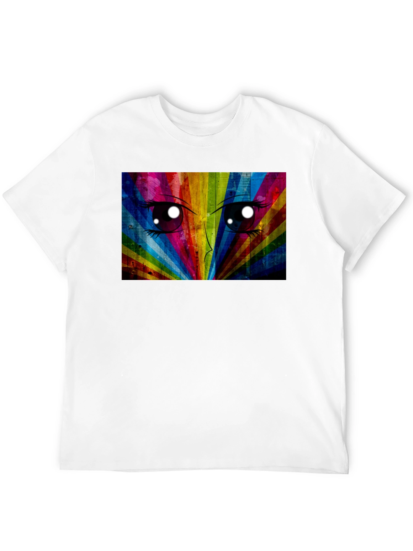 Rainbow Anime Eyes Black T-Shirt
