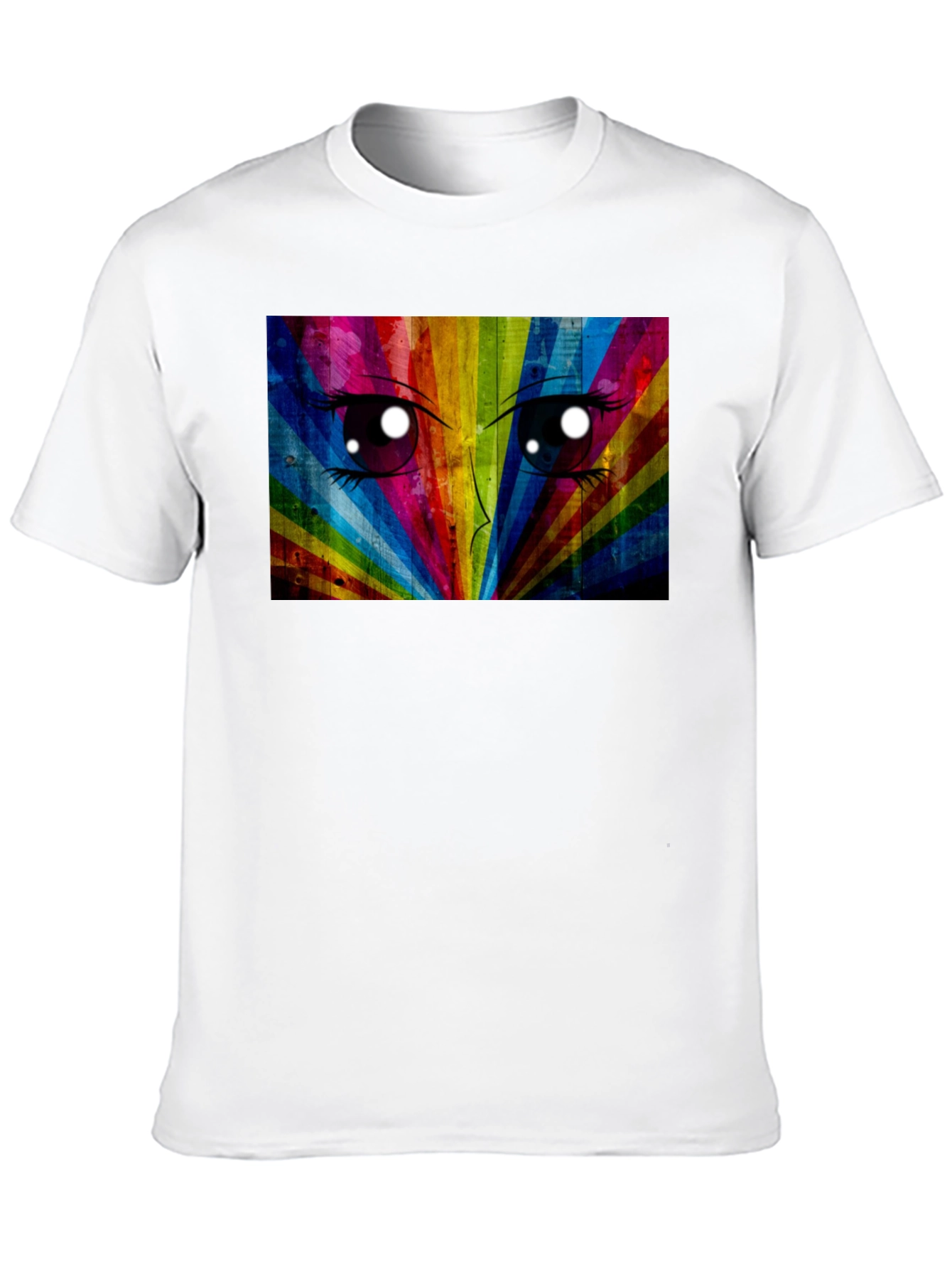 Rainbow Anime Eyes Black T-Shirt