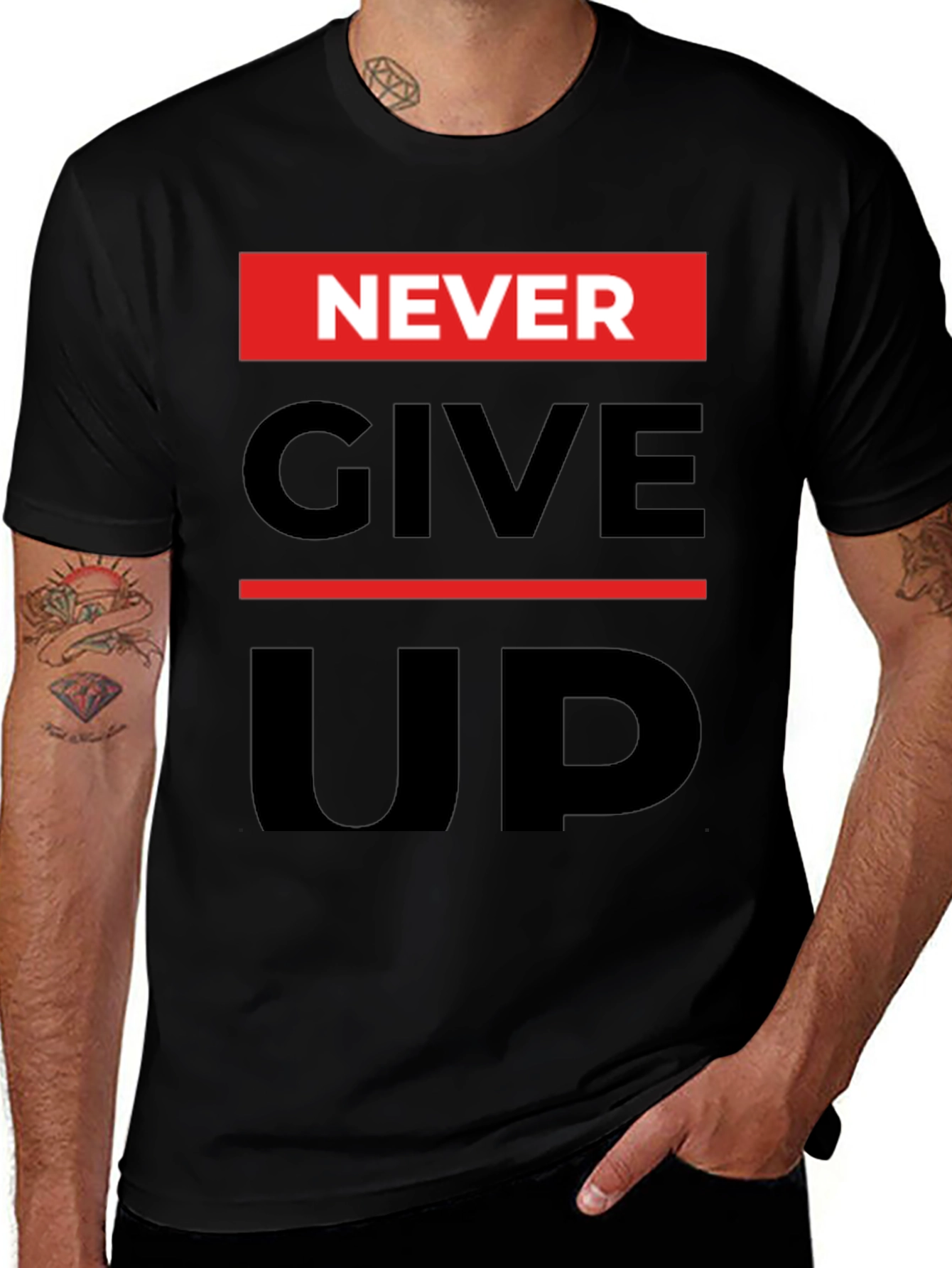 Never Give Up Graphic Print T-Shirt - Motivational