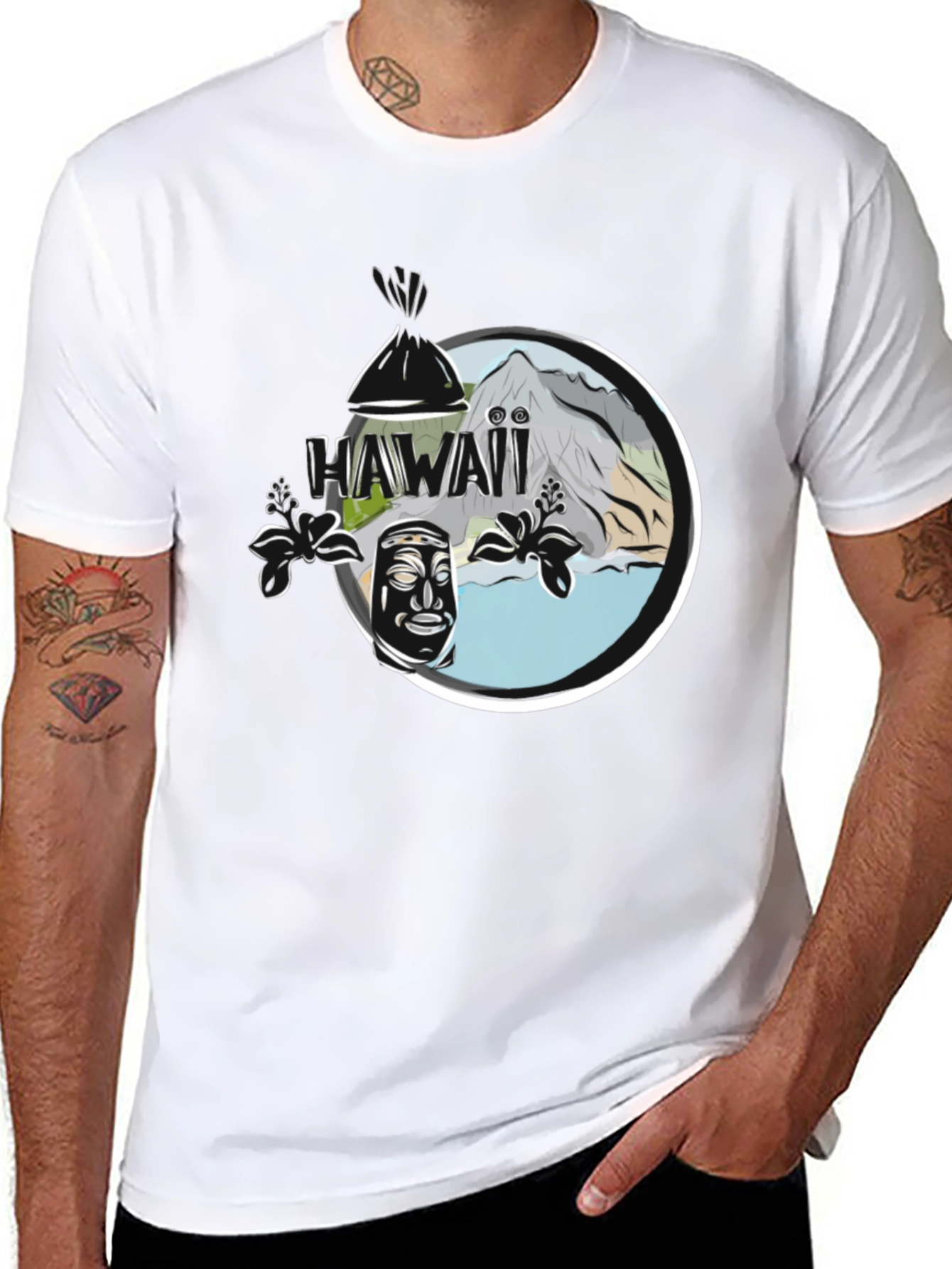 Hawaii Tiki Graphic Tee - Island Style Shirt