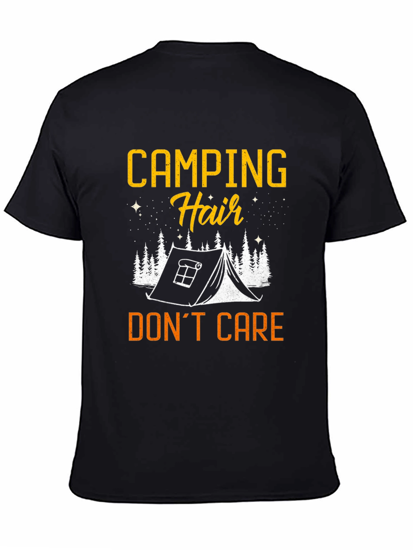 Camping Hair Dont Care Black Graphic Tee