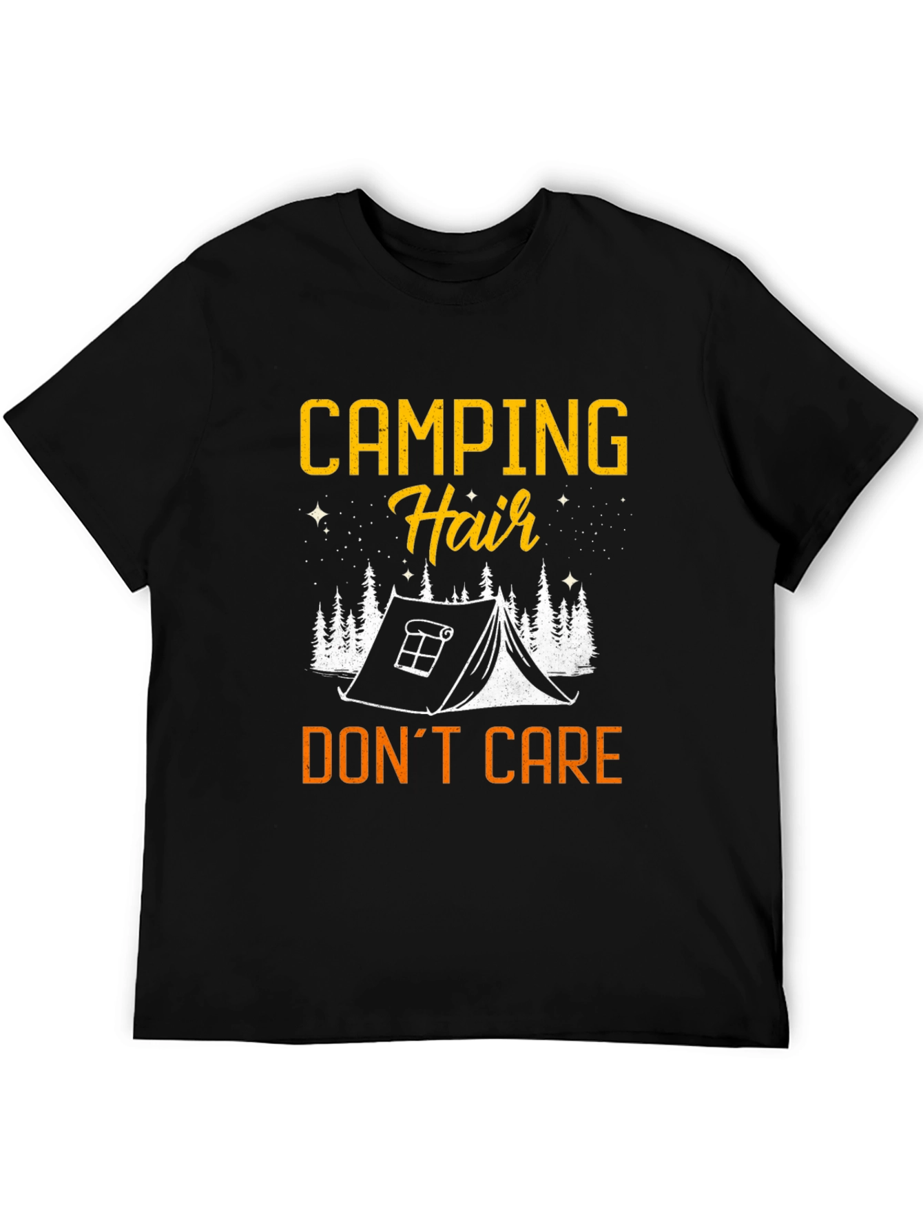 Camping Hair Dont Care Black Graphic Tee