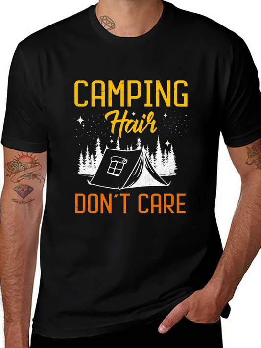 Camping Hair Dont Care Black Graphic Tee