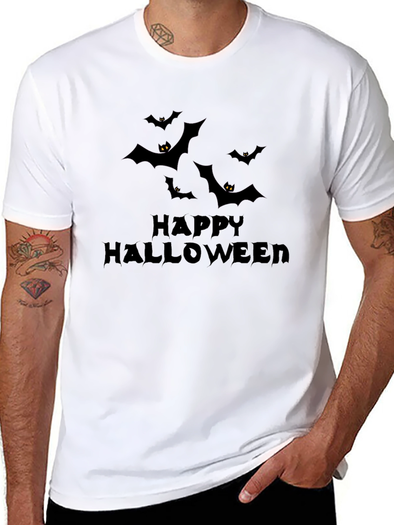 Halloween Bats Graphic Black T-Shirt