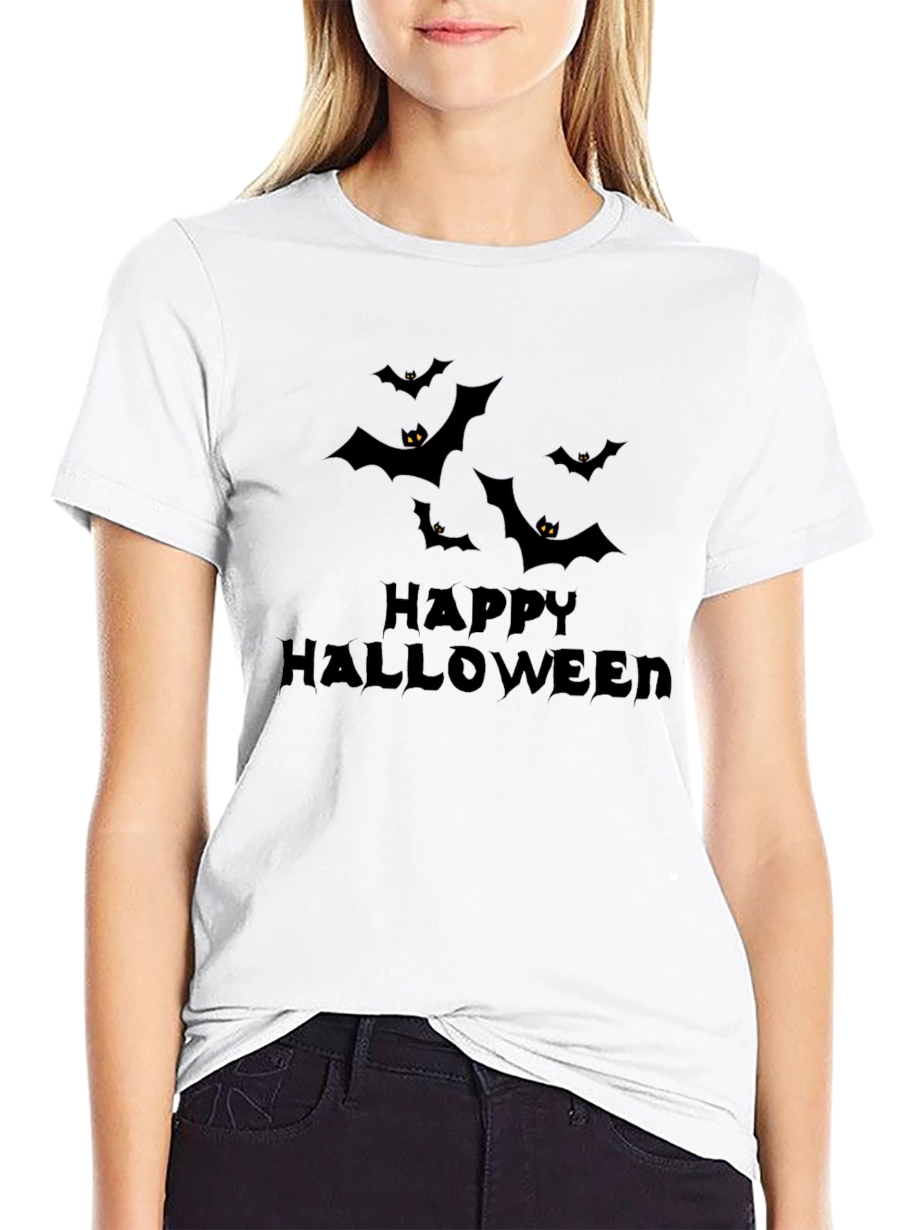 Halloween Bats Graphic Black T-Shirt