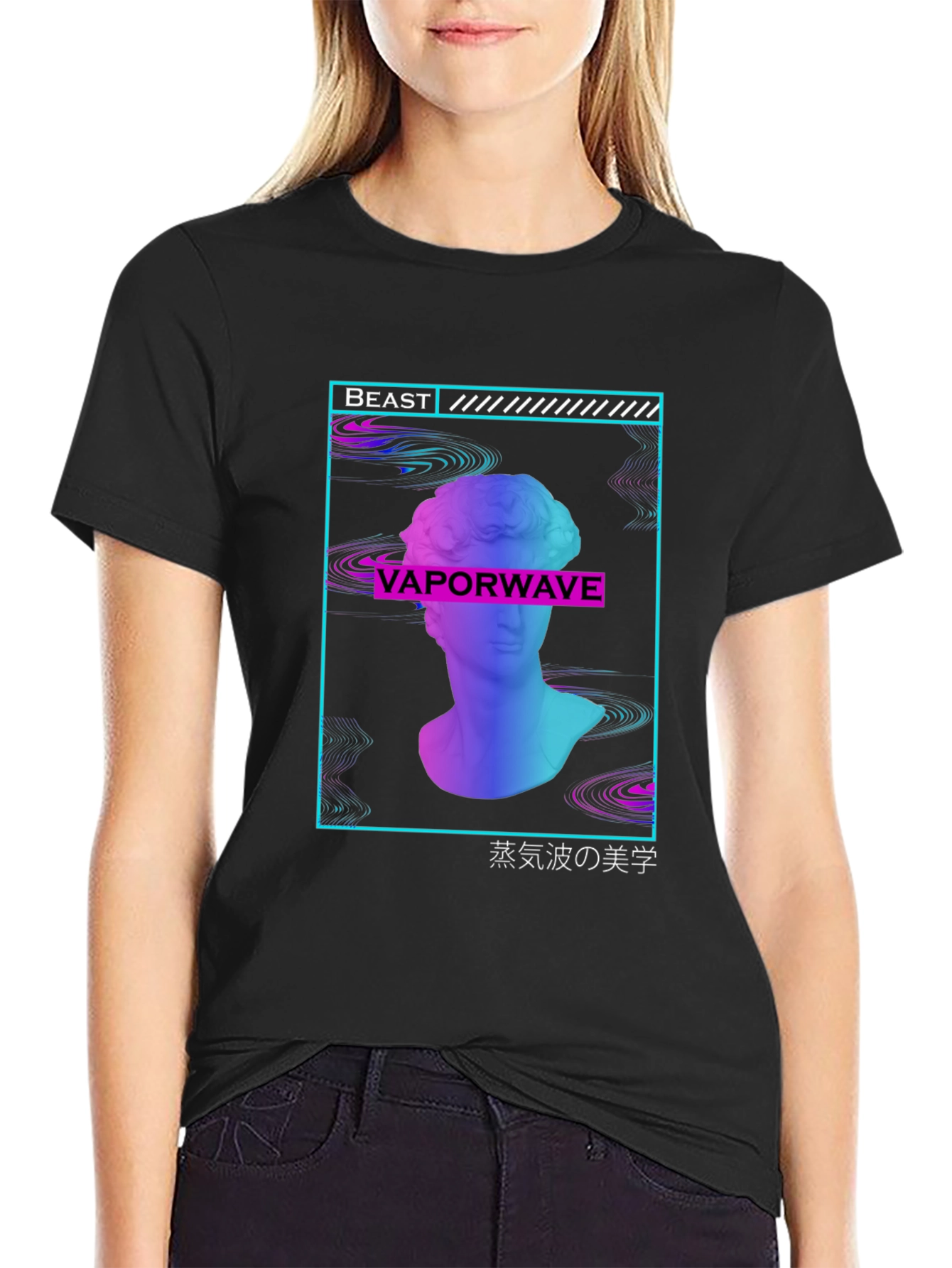 Vaporwave Aesthetic T-Shirt - Beast Design