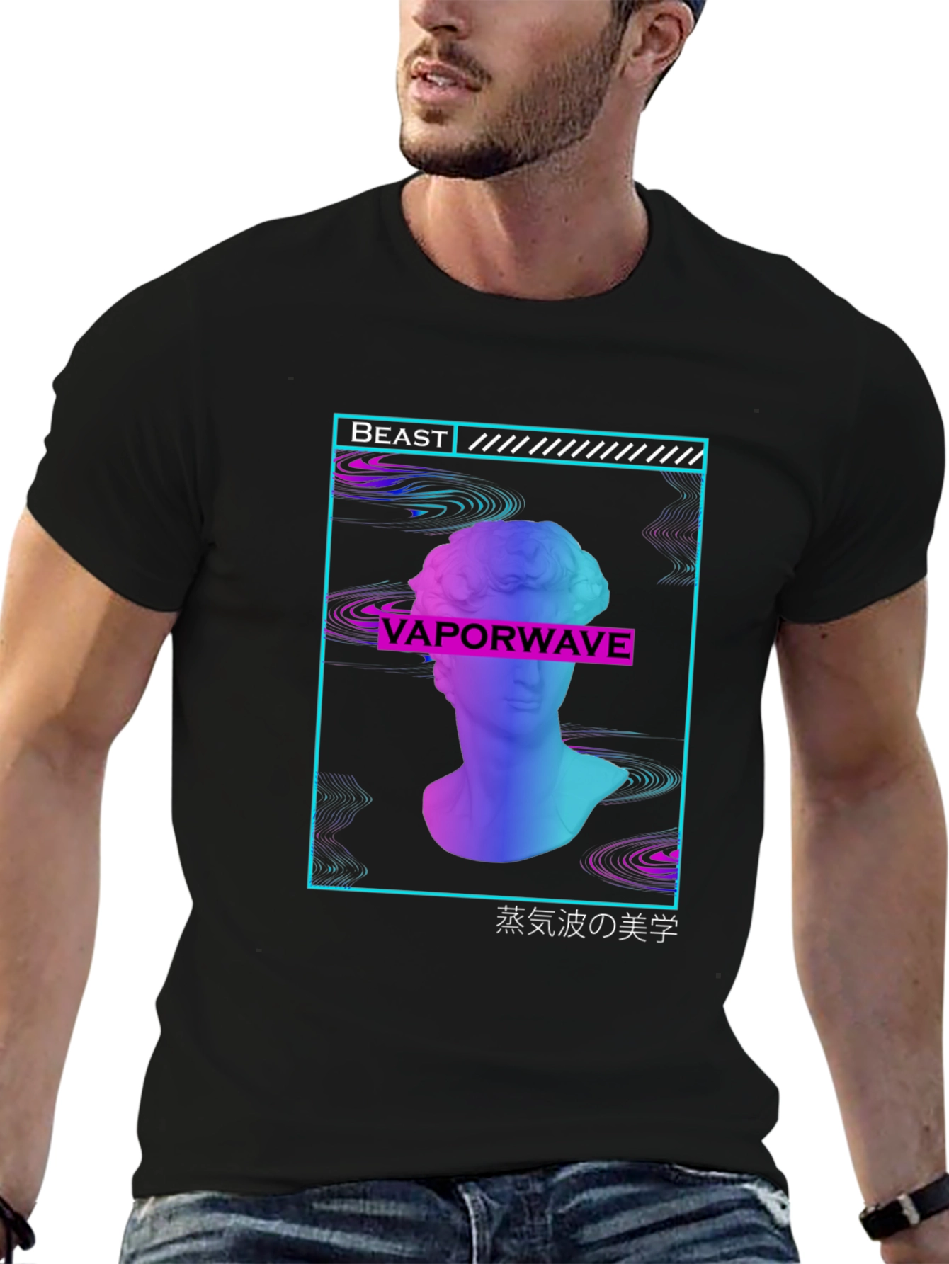 Vaporwave Aesthetic T-Shirt - Beast Design