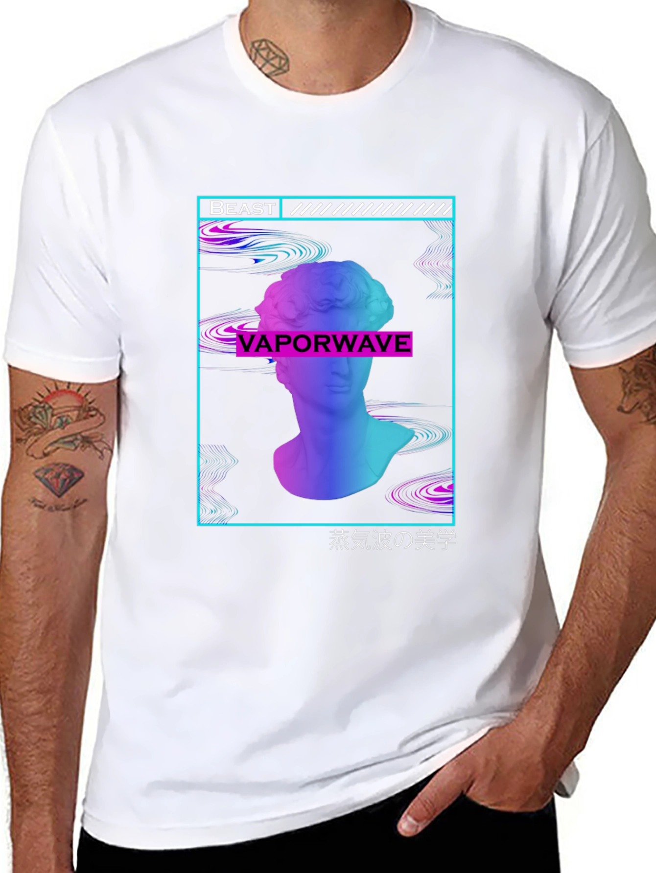 Vaporwave Aesthetic T-Shirt - Beast Design