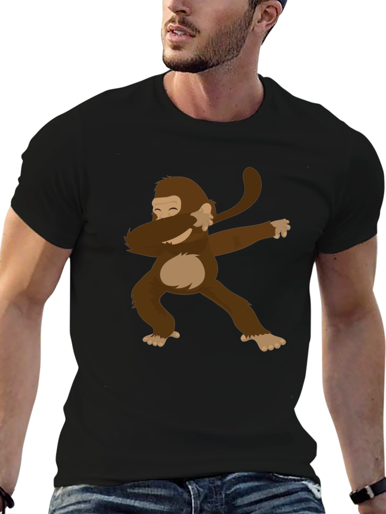 Dabbing Monkey Graphic Tee - Mens Black T-Shirt