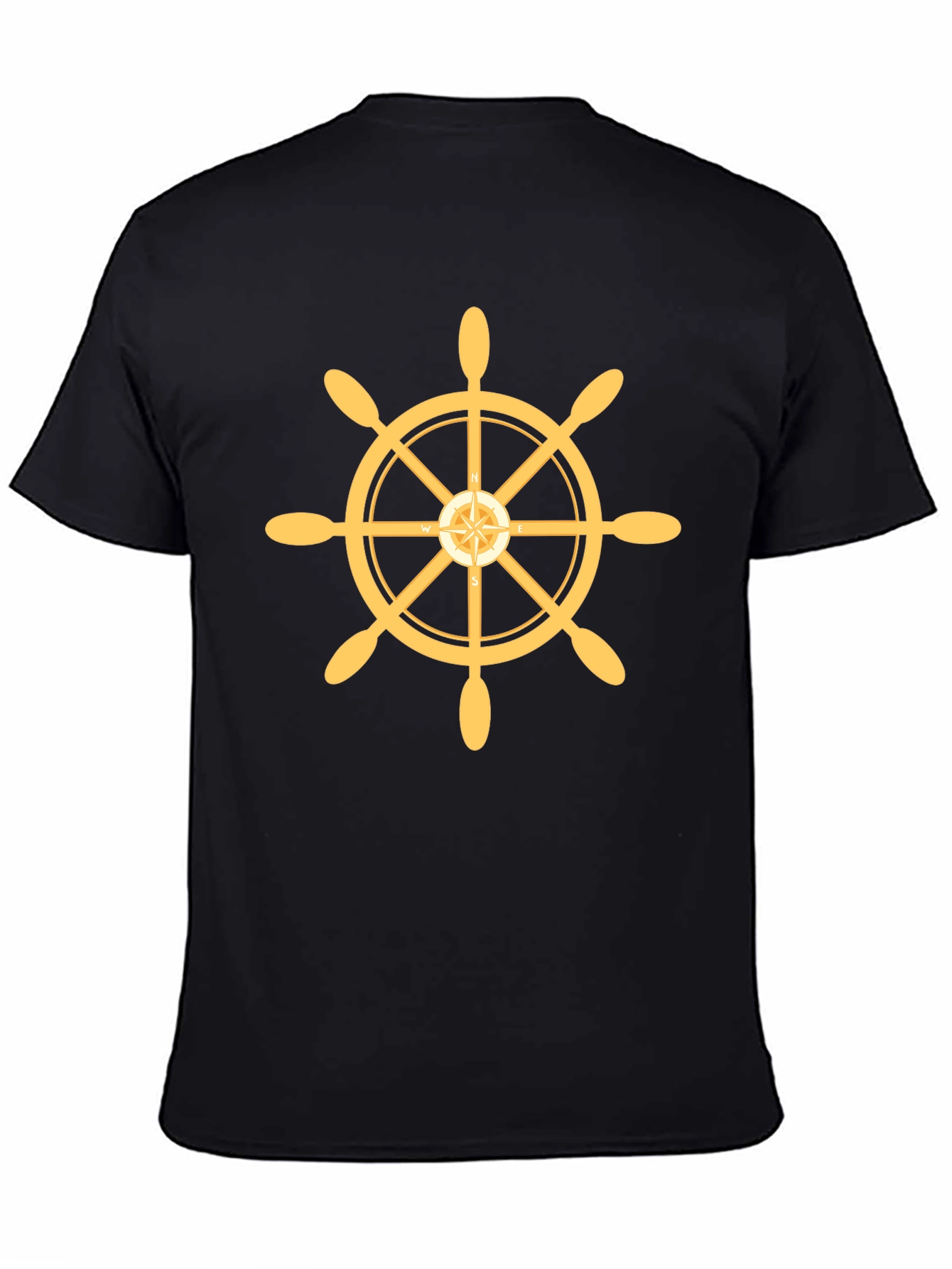 Nautical Wheel Graphic Black T-Shirt
