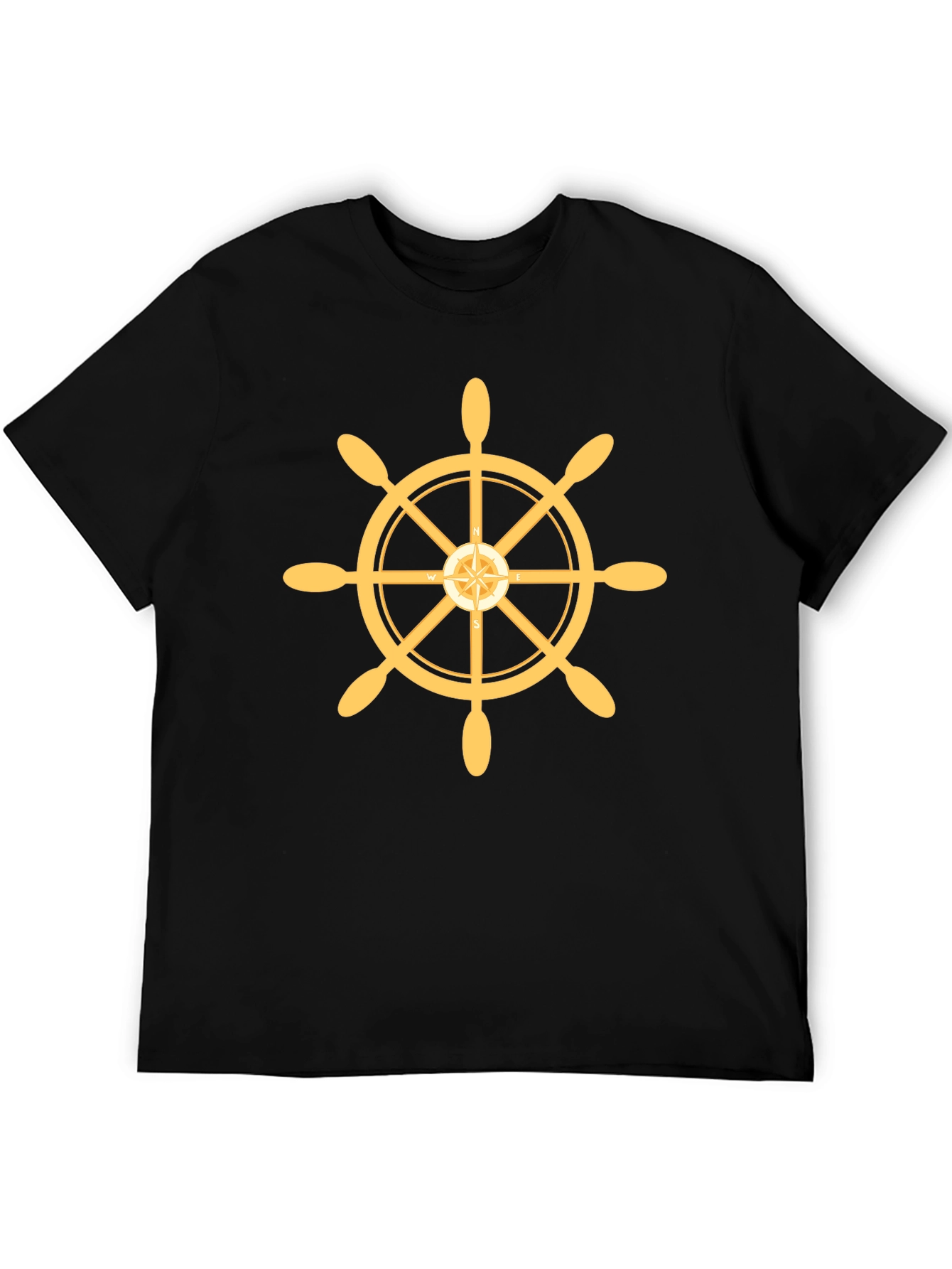 Nautical Wheel Graphic Black T-Shirt