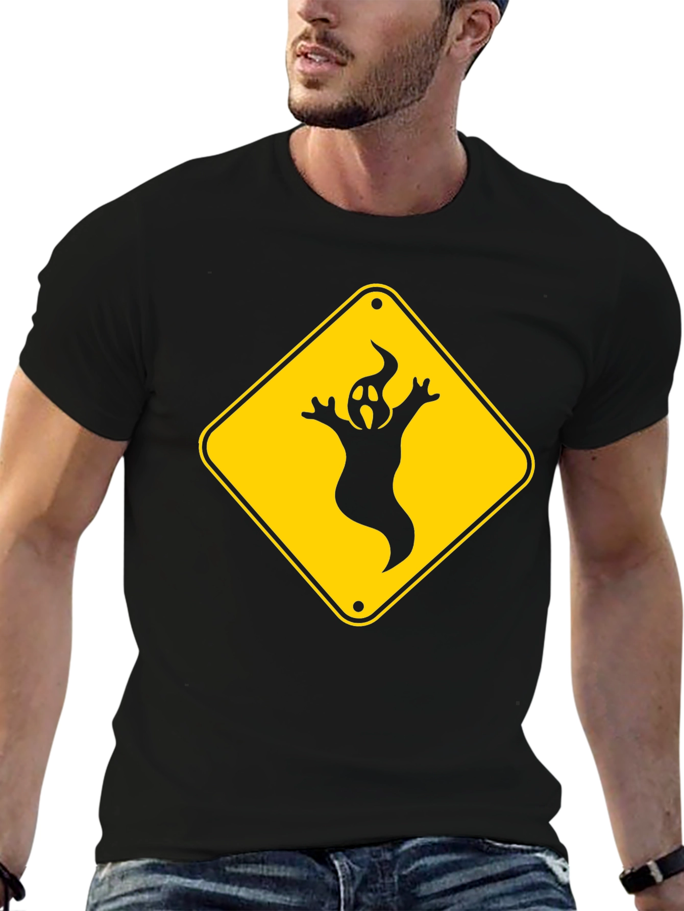 Ghost Crossing Sign T-Shirt - Halloween Fun!