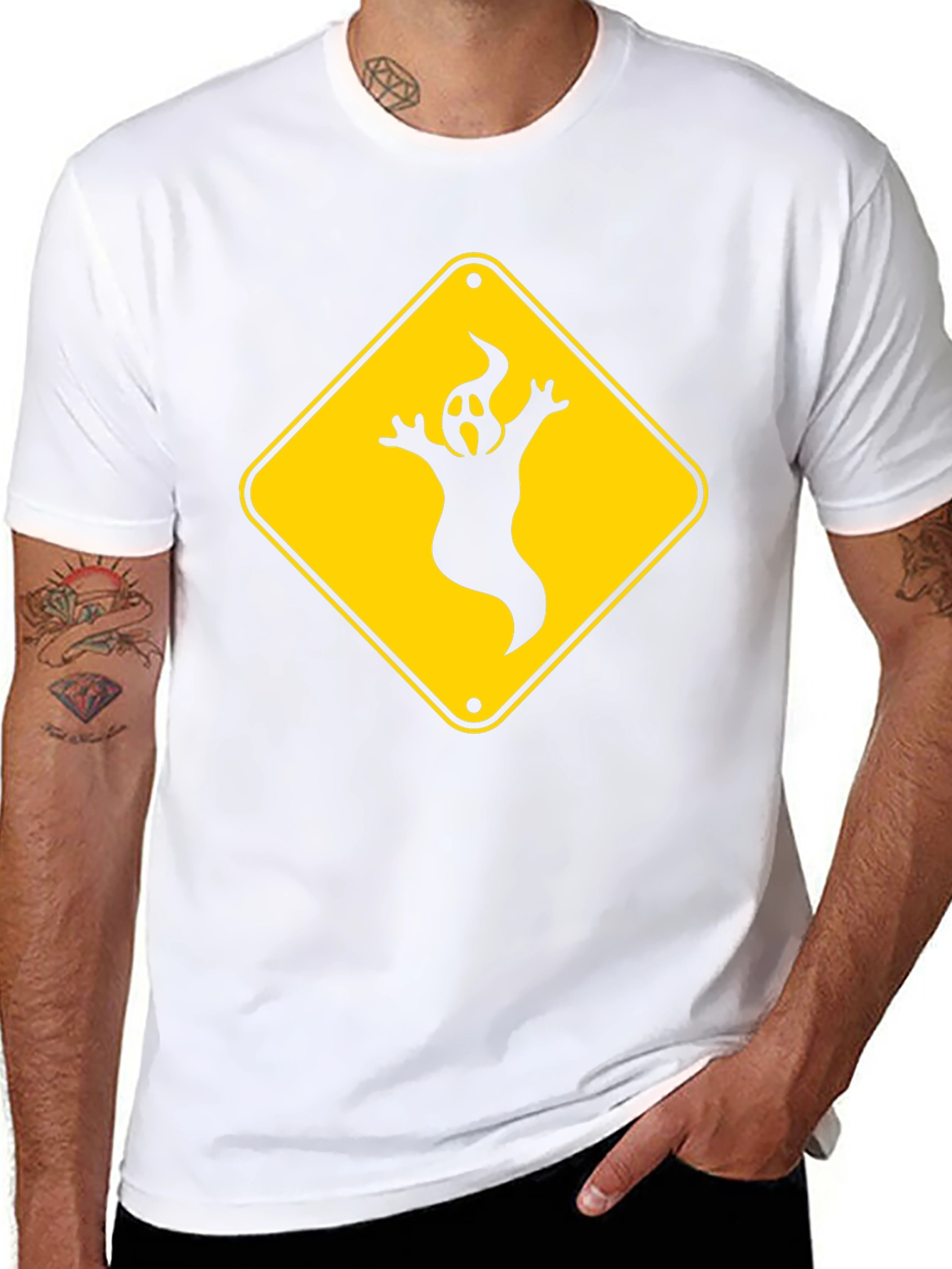 Ghost Crossing Sign T-Shirt - Halloween Fun!