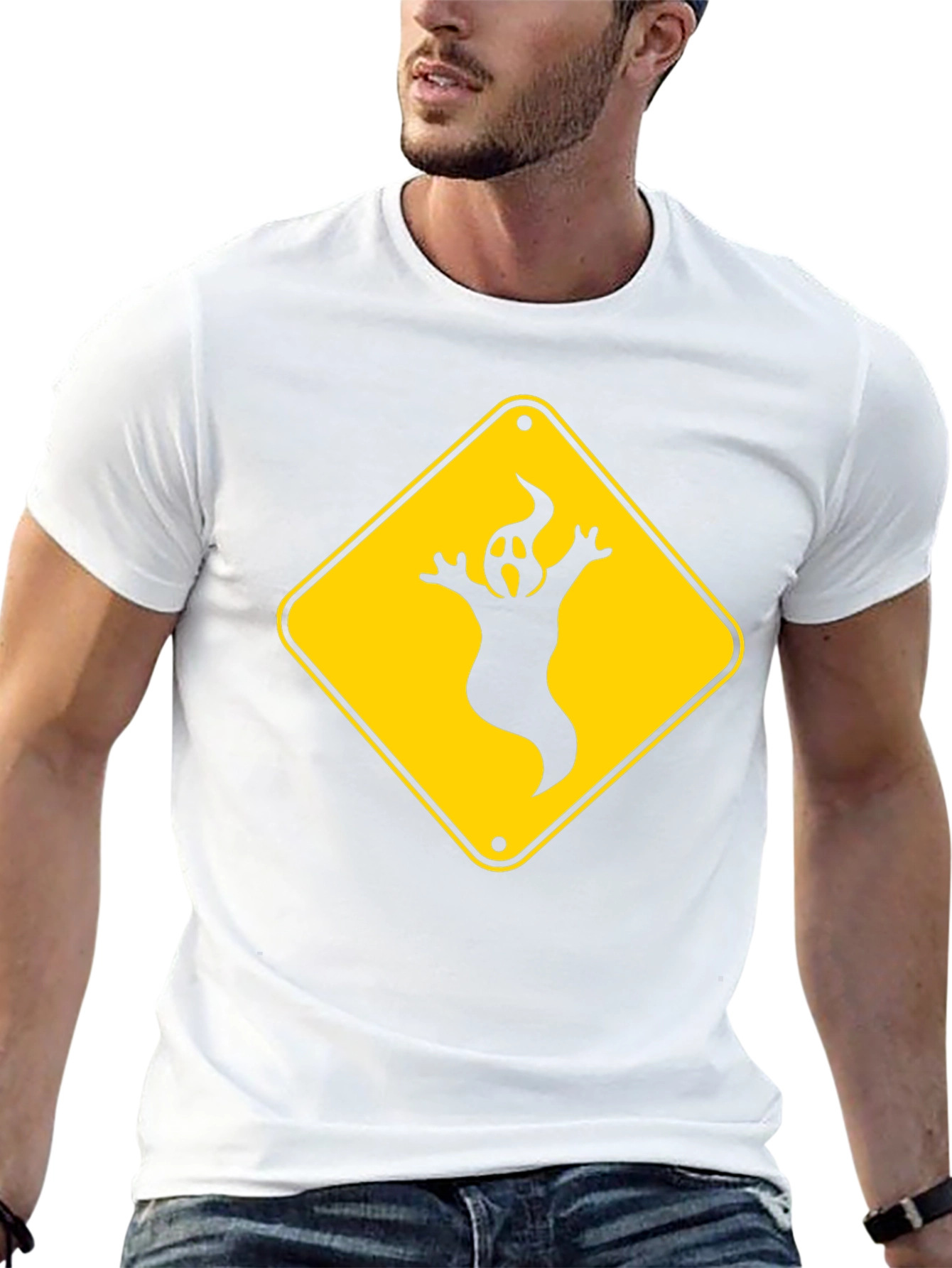 Ghost Crossing Sign T-Shirt - Halloween Fun!