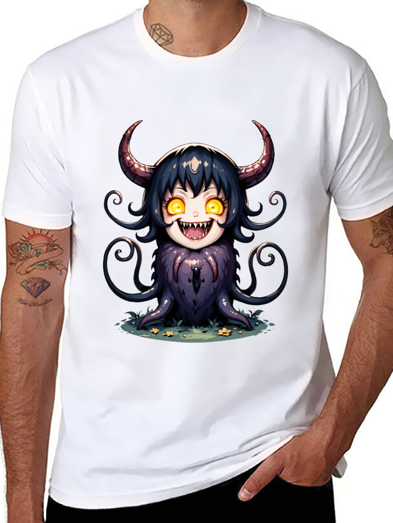 Anime Devil Girl Graphic Tee - Unique Design