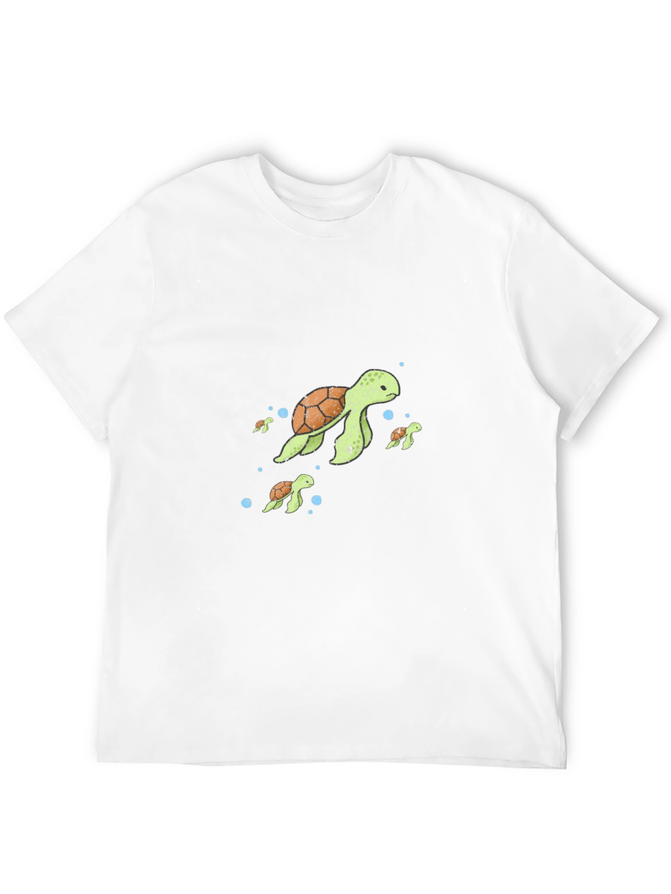 Turtle Family Graphic Tee - Black Cotton T-Shirt