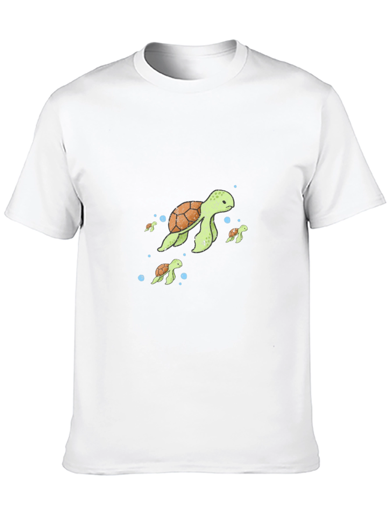 Turtle Family Graphic Tee - Black Cotton T-Shirt