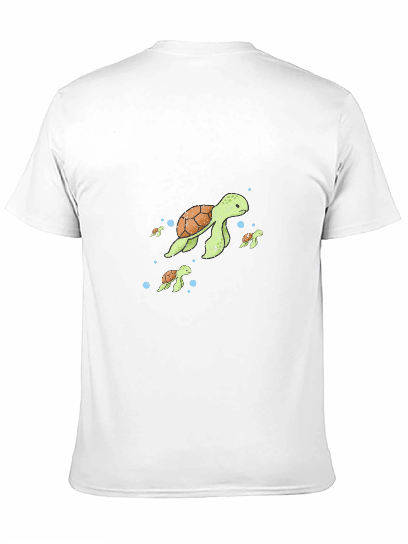 Turtle Family Graphic Tee - Black Cotton T-Shirt