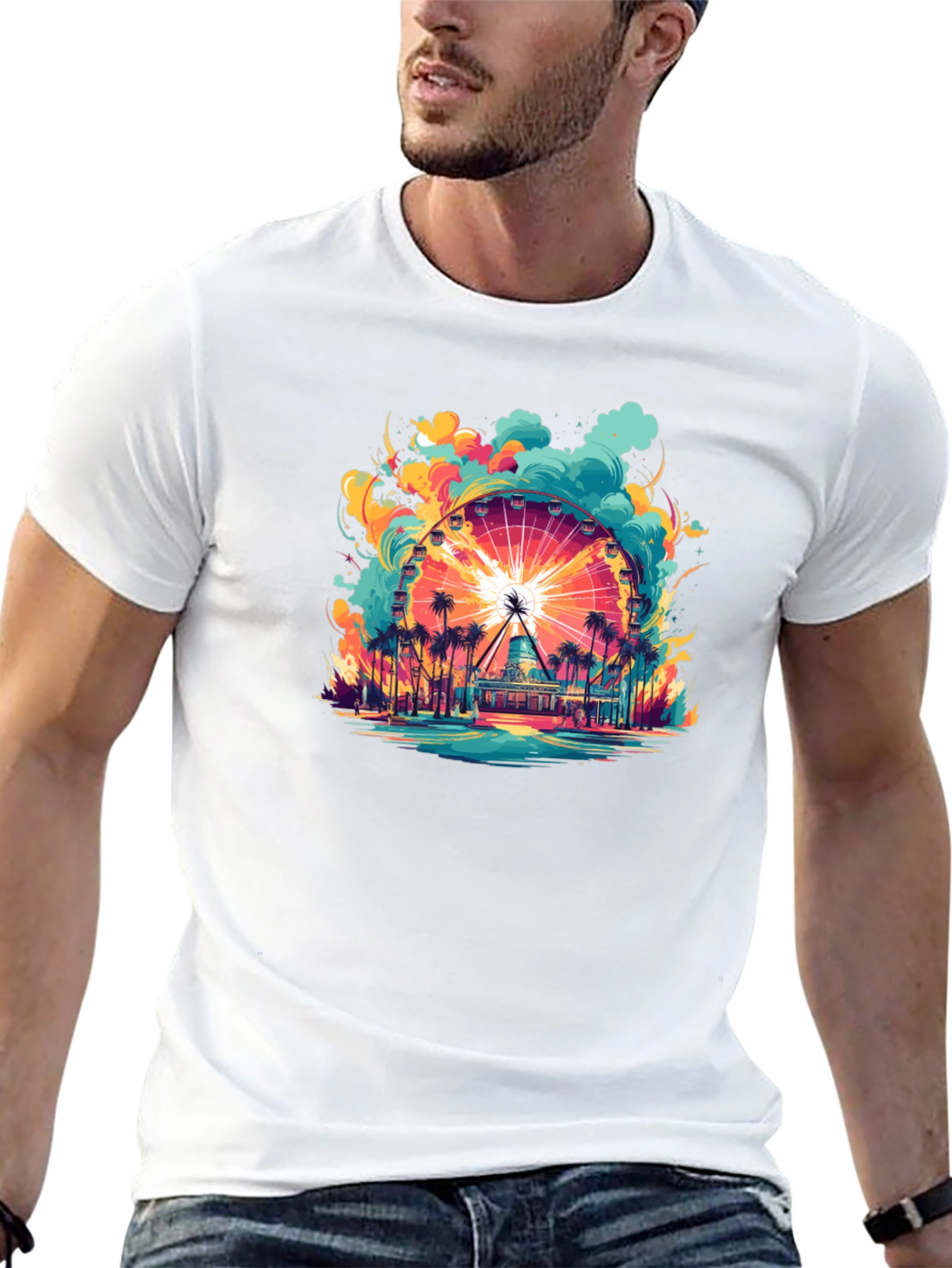 Ferris Wheel Graphic T-Shirt - Coastal Theme