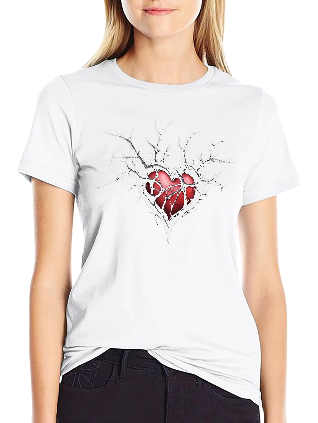 Broken Heart Graphic Tee - Mens Black T-Shirt