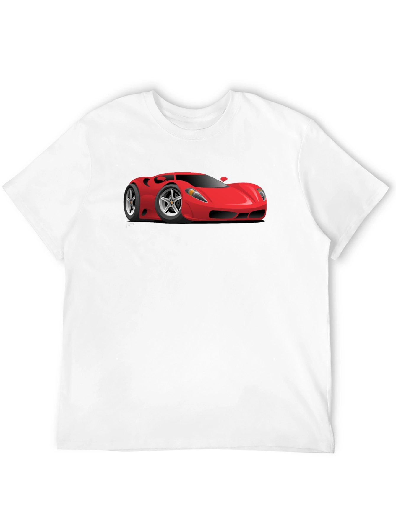 Mens Black T-Shirt with Red Sports Car Graphic