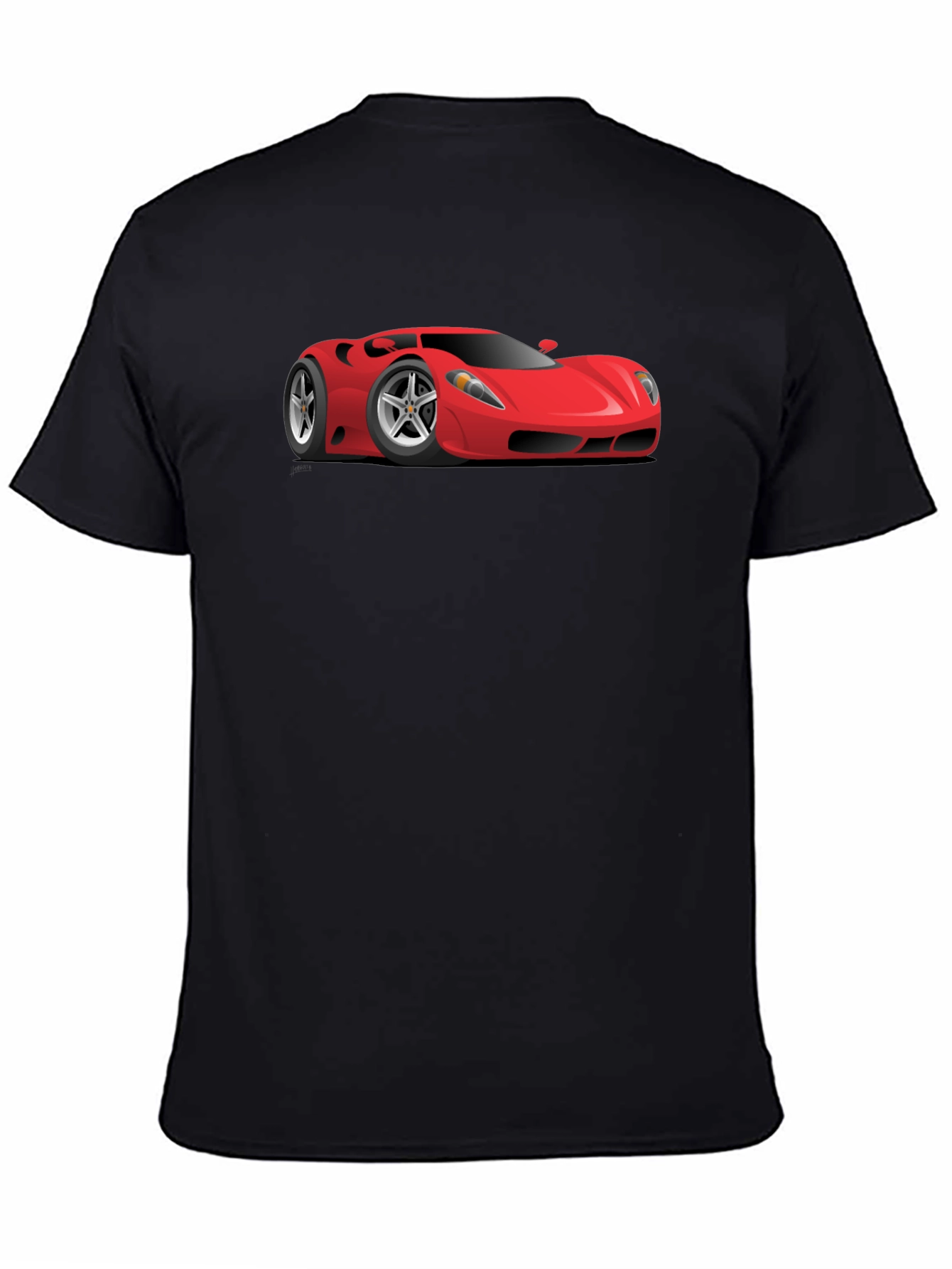 Mens Black T-Shirt with Red Sports Car Graphic