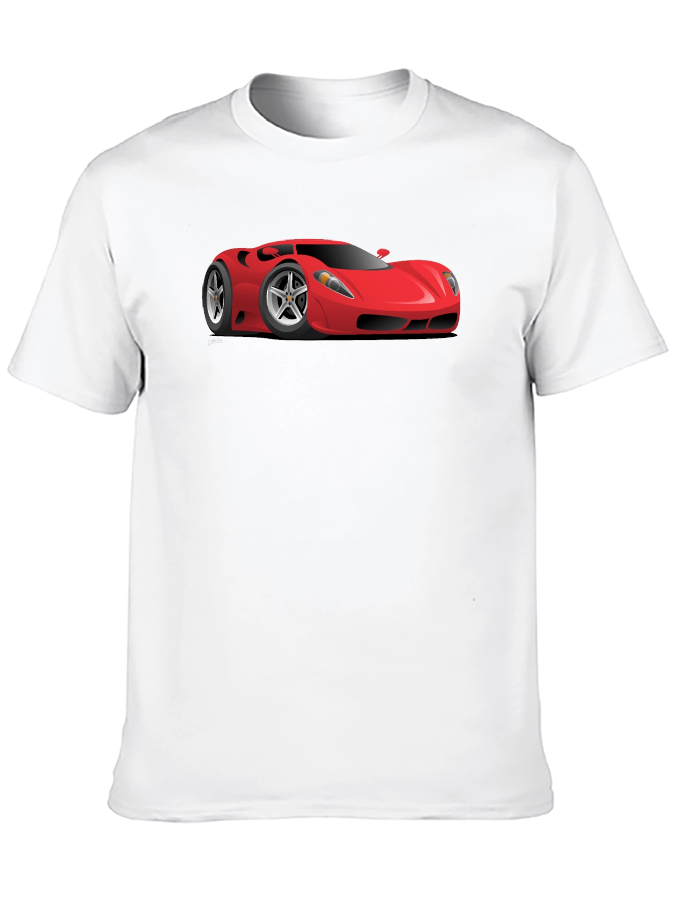 Mens Black T-Shirt with Red Sports Car Graphic