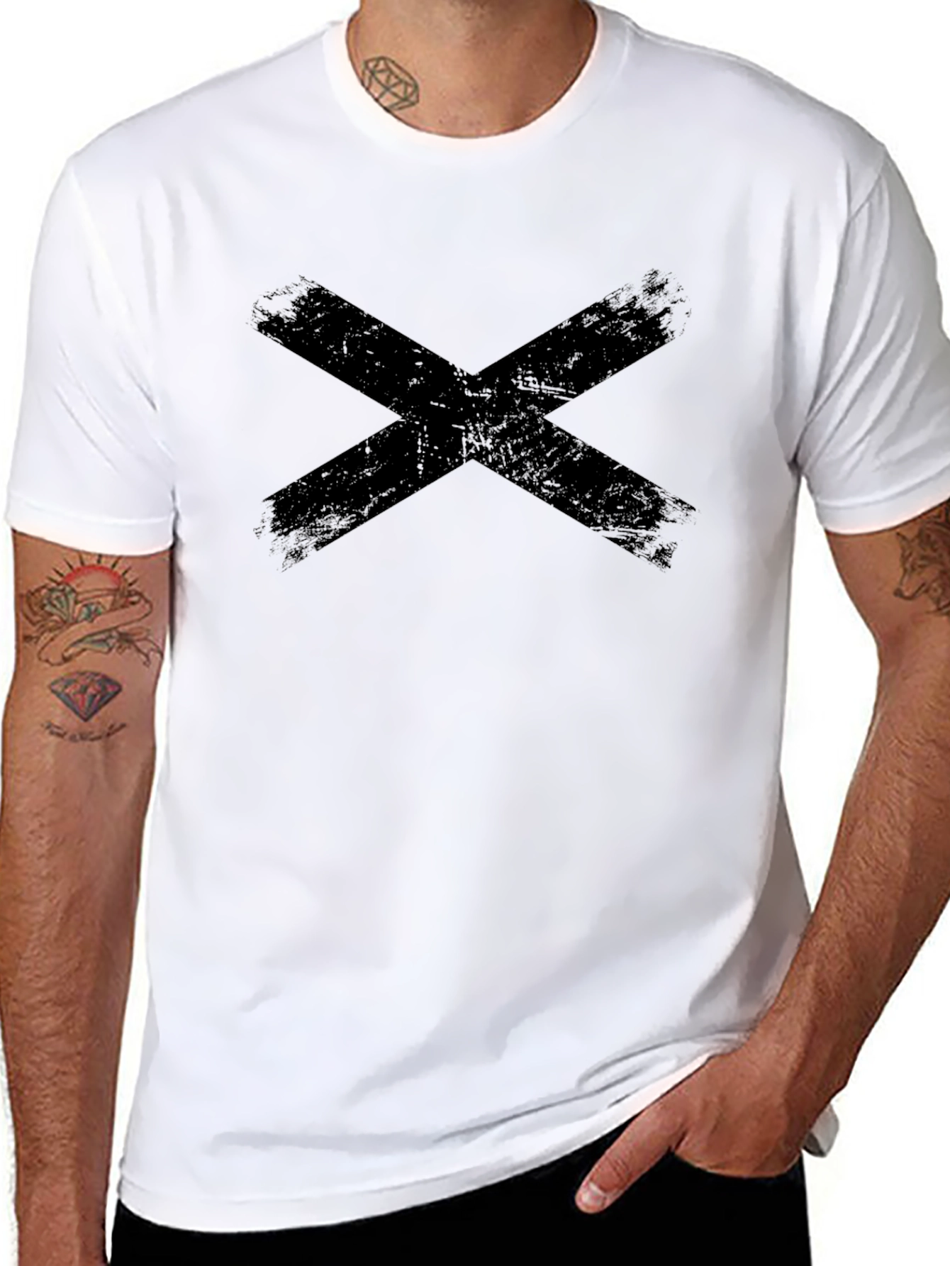Distressed X Graphic Black T-Shirt